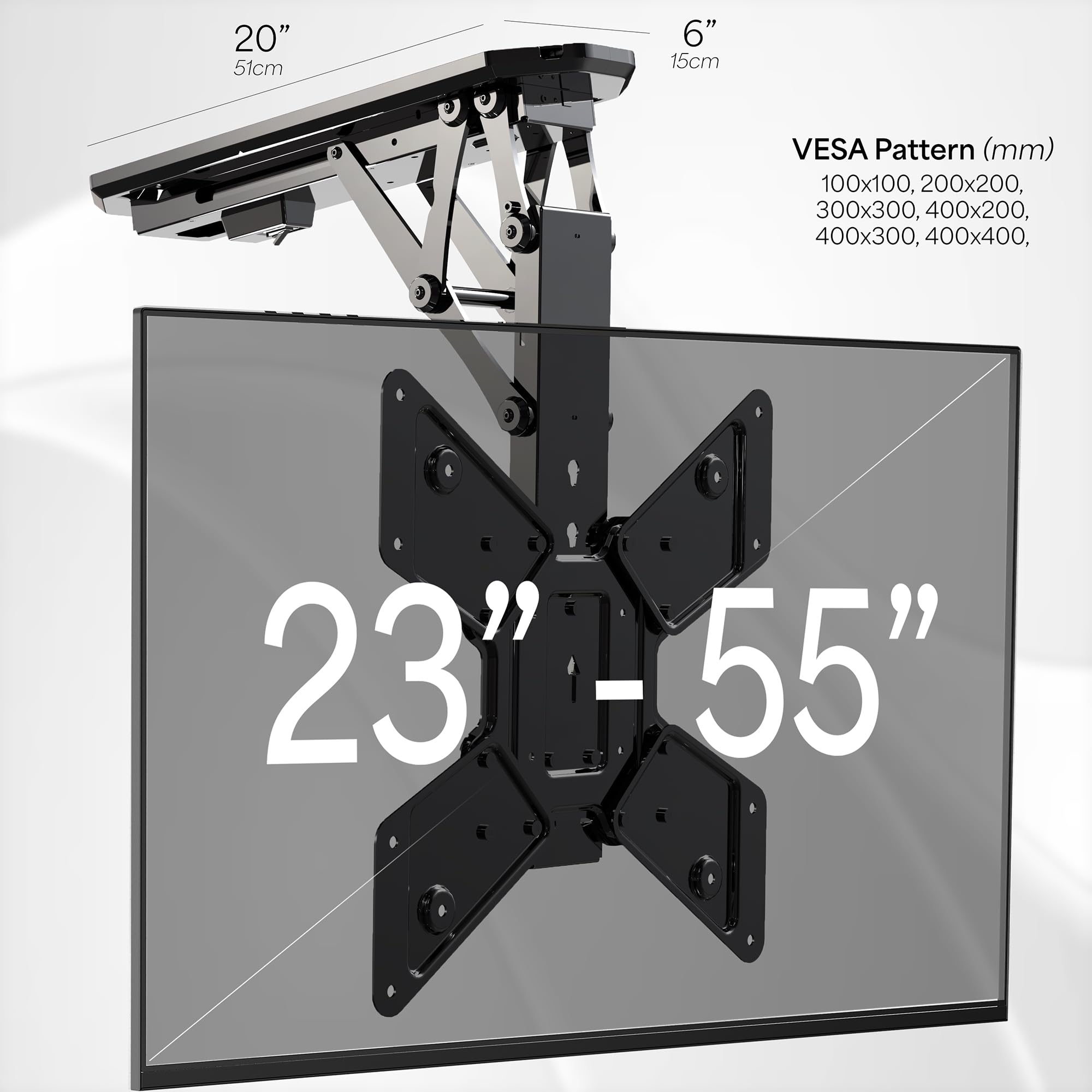 VIVO Motorized Flip Down Ceiling TV Mount for 23-55 Inch Screens, Adjustable Pitched Roof VESA Mount (MOUNT-E-FD55) - Perfect for Basements, RVs, and Low Ceiling Spaces