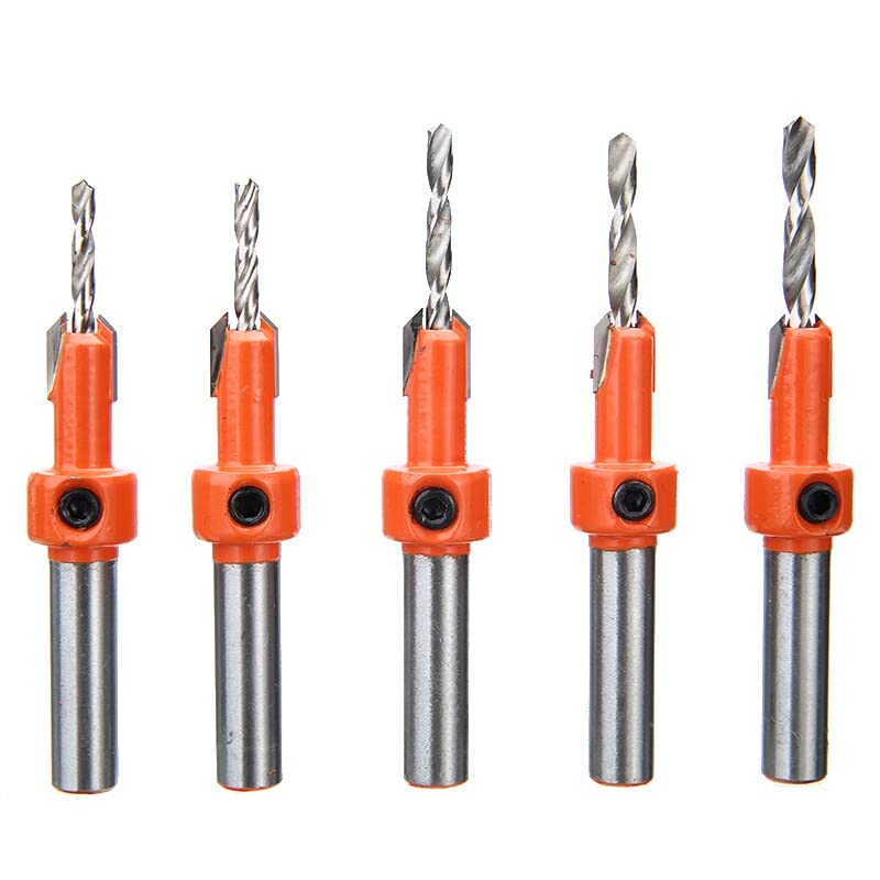 5pcs HSS Countersink Drill Bit Set (2.8mm-4mm) with 8mm Shank - Premium Woodworking Router Bits for Oblique Hole Drilling - Perfect for DIY Projects, Furniture Making & Cabinet Installation