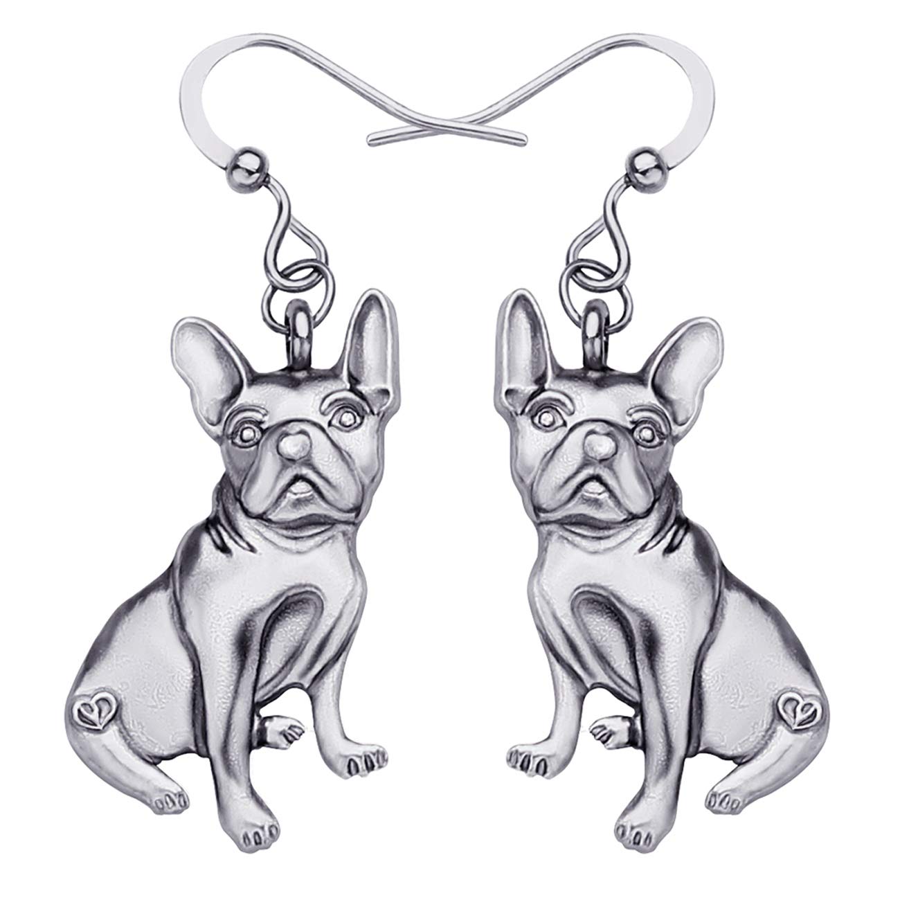 WEVENI Alloy French Bulldog Earrings - Gold & Silver Plated Dangle Drop Dog Jewelry for Women & Girls - Perfect Gift for Pet Lovers & Dog Owners - Great for Casual Wear, Parties & Special Occasions
