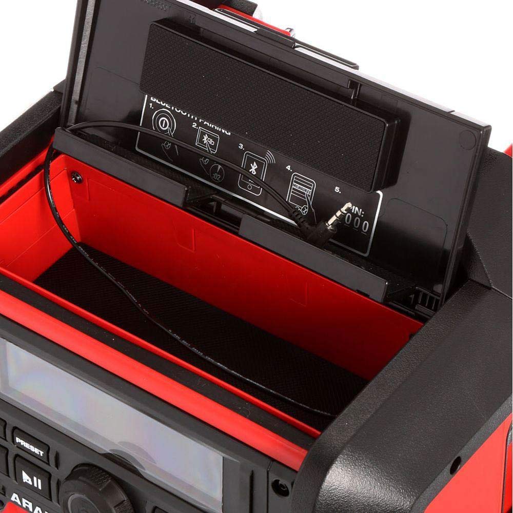 Milwaukee 2792-20 Jobsite Radio with USB Charger | Portable Bluetooth Speaker for Construction Sites, Workshops & Outdoor Work | Weather-Resistant AM/FM Radio with Power Tool Battery Compatibility