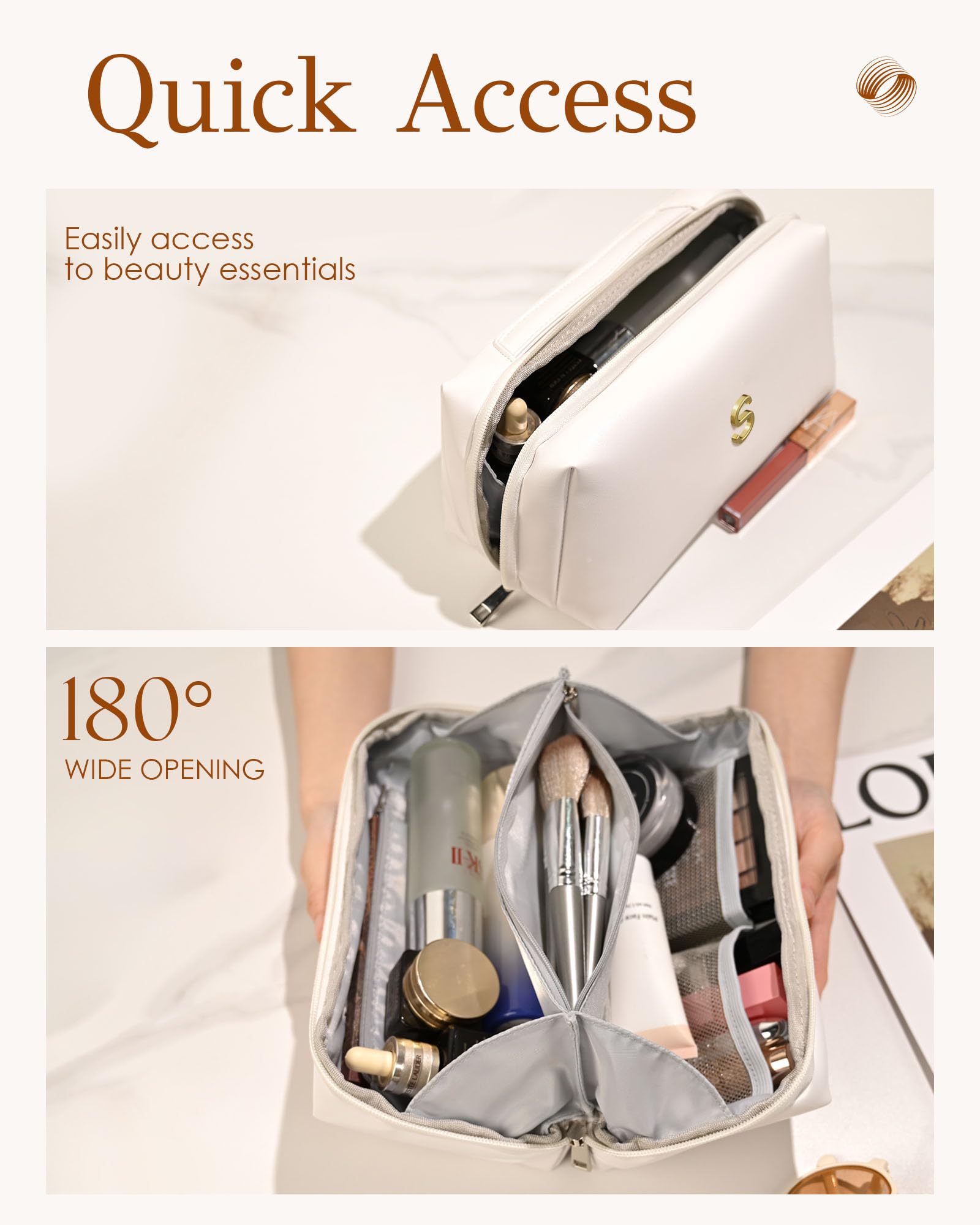 Personalized Waterproof Makeup Bag with Dividers - Perfect Easter, Wedding, Graduation, Teacher Appreciation & Mother's Day Gift for Teen Girls & Women - Great for Travel, Cosmetics Storage & Daily Organization