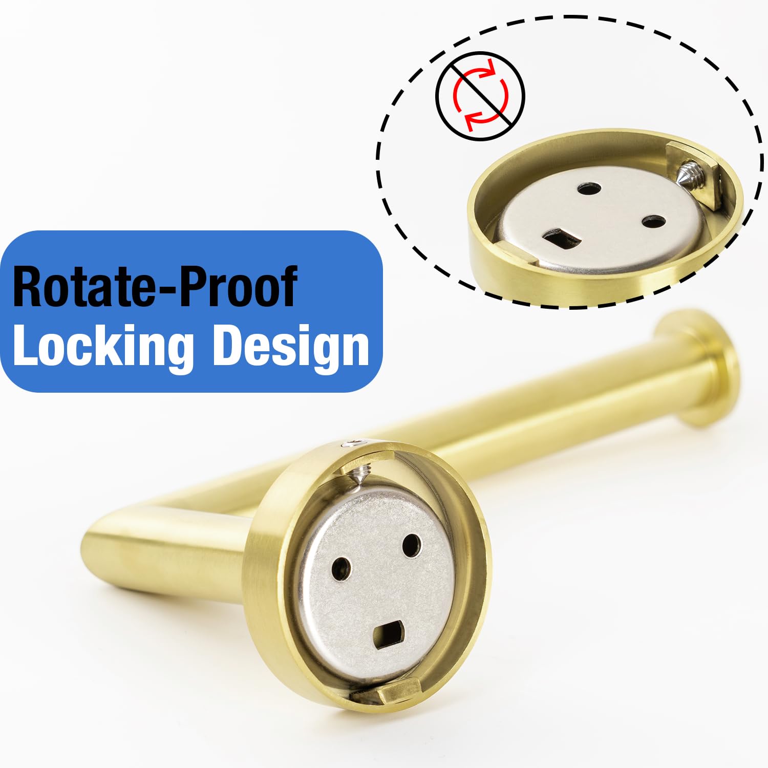 HITSLAM Brushed Gold Toilet Paper Holder - Wall Mount SUS 304 Stainless Steel Bathroom Tissue Roll Holder - Waterproof & Rotate-Proof - Elegant Brushed Brass Finish for Modern Bathroom Decor (Ideal for Home, Hotel & Office Restrooms)