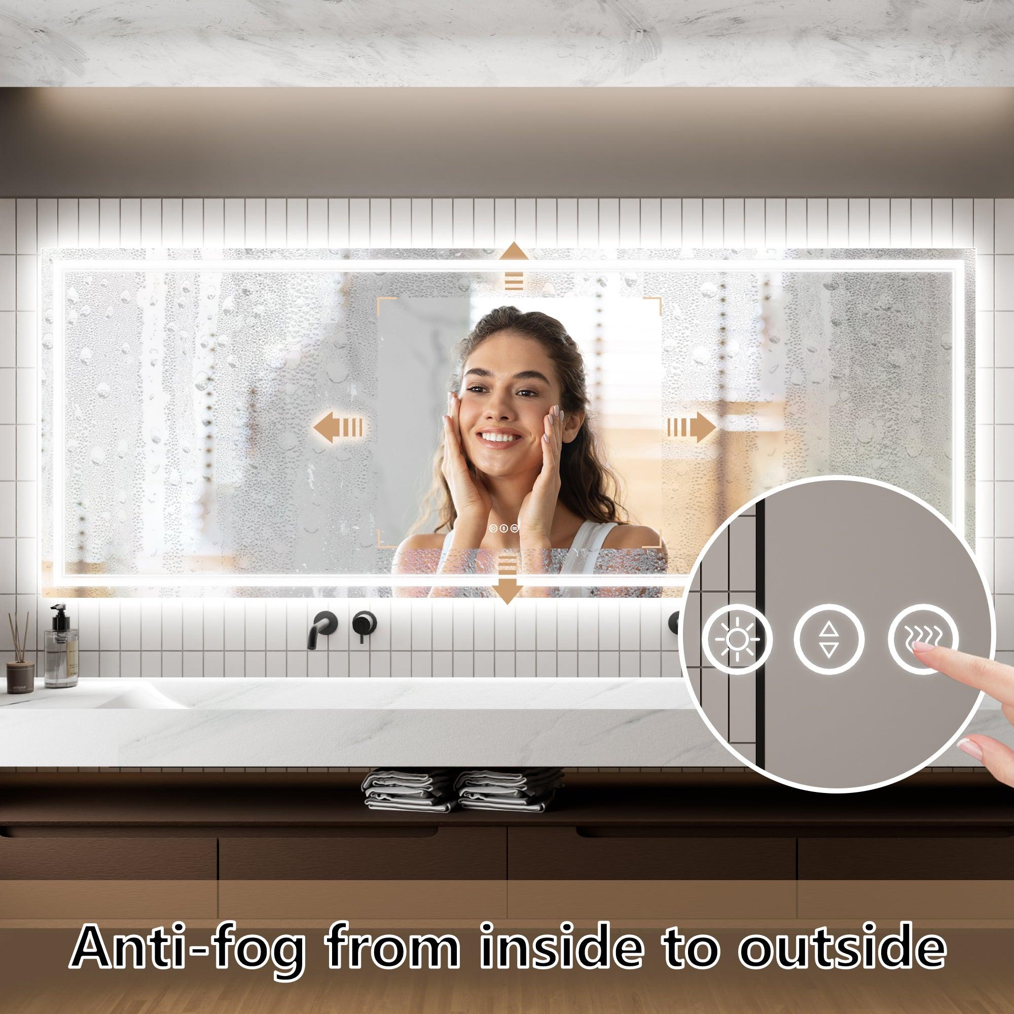 Anti-Fog LED Bathroom Mirror with Dimmable Backlit & Touch Switch - GlareGuard Illuminated Vanity Mirror for Makeup, Shaving & Home Decor