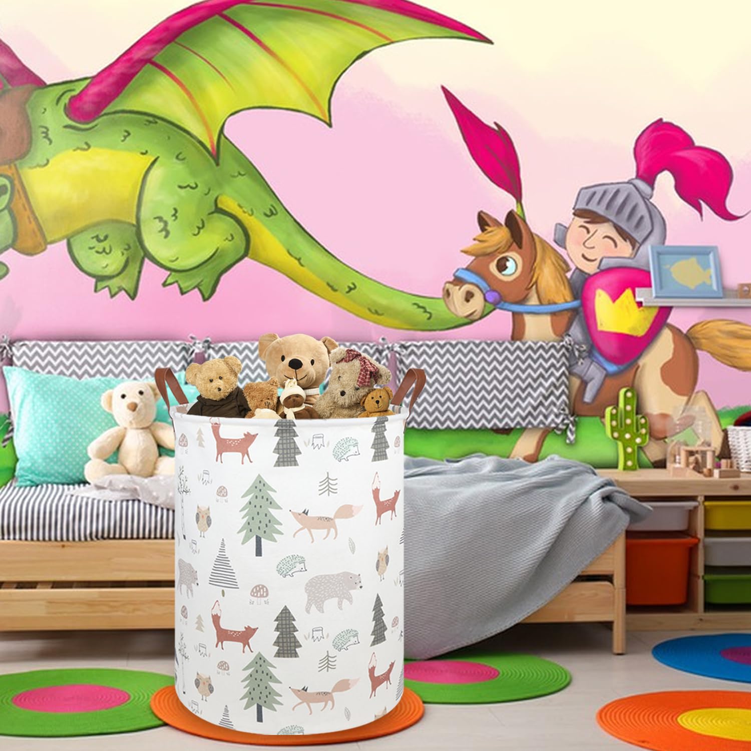 Woodland Animals Baby Laundry Hamper Basket - Nursery Toy Storage Bin for Boys & Girls - Cute Animal-Themed Room Decor Gift for Baby Shower & Bedroom Organization - Perfect for Nursery, Kids' Room & Playroom Storage