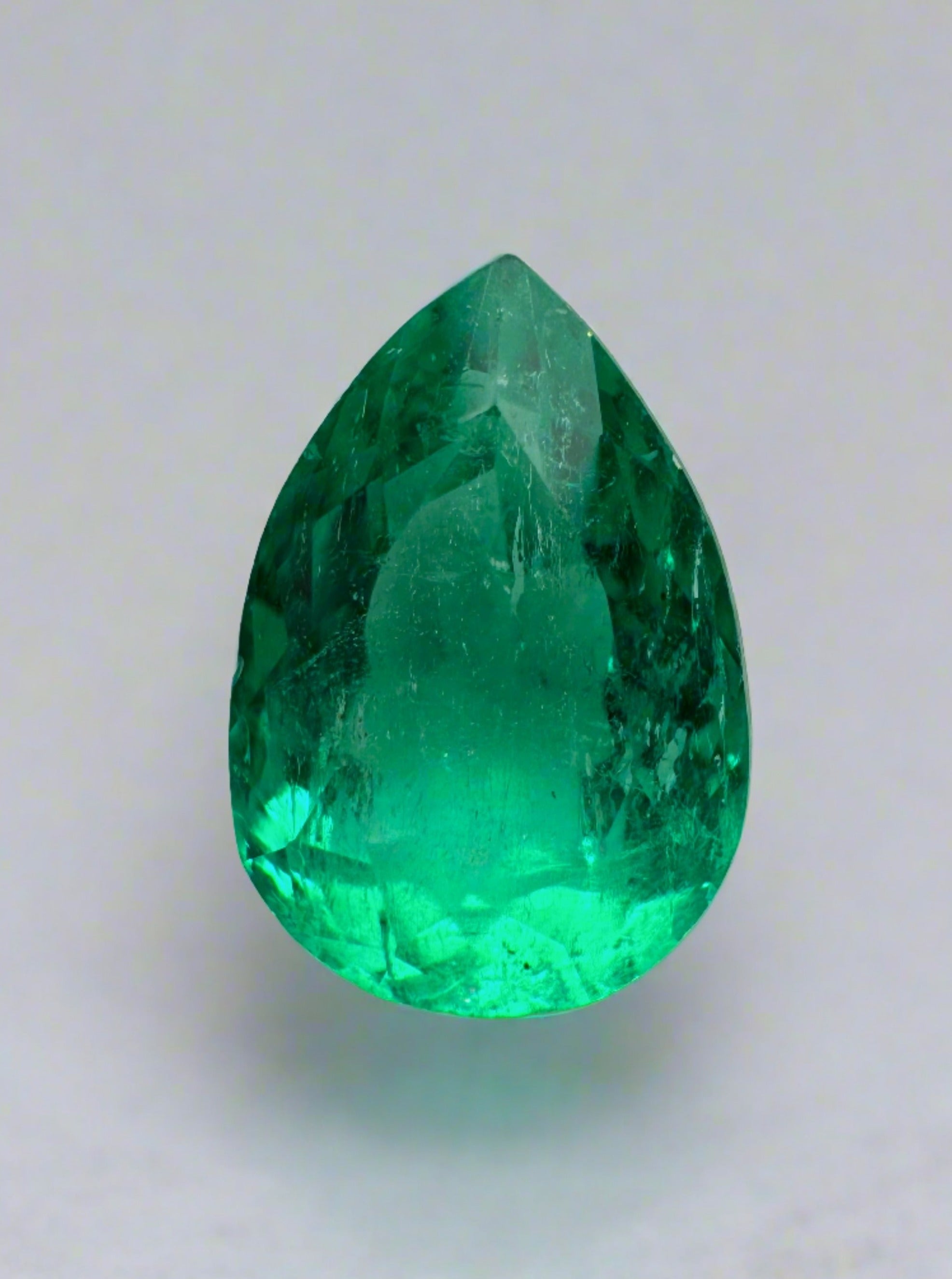1.80 Carat Chunky Bluish Green Natural Loose Colombian Emerald Pear Cut Gemstone for Jewelry Making, Engagement Rings & Luxury Gifts