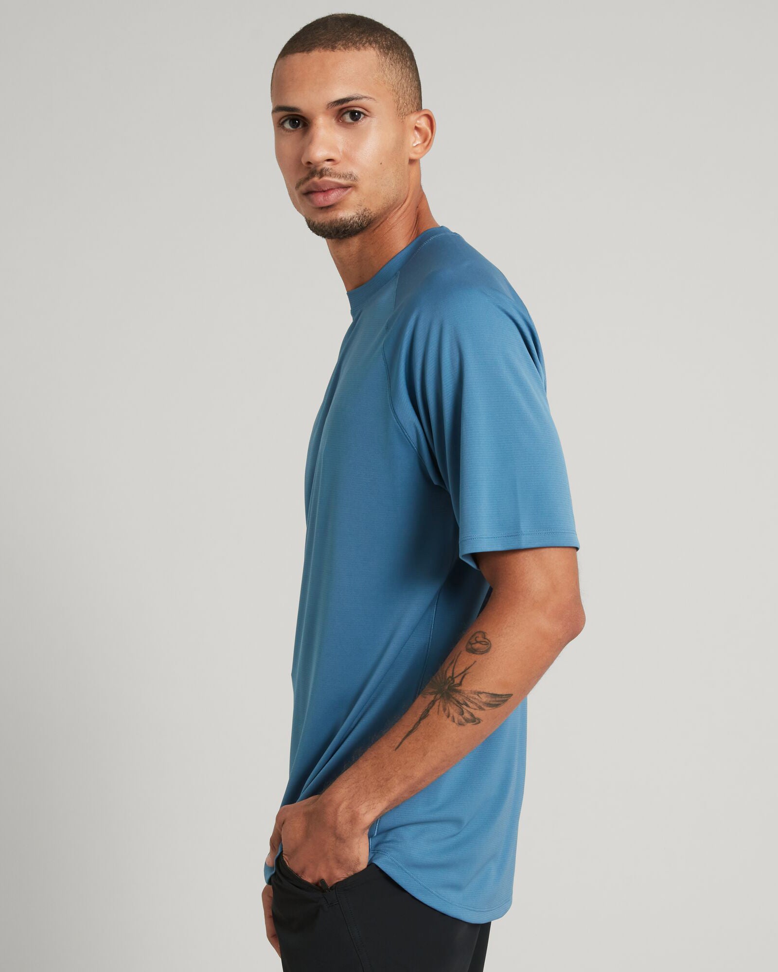 Men's SUN Stopper Short Sleeve T-Shirt - Steel Blue | UV Protection & Breathable Fabric for Outdoor Activities & Summer Wear