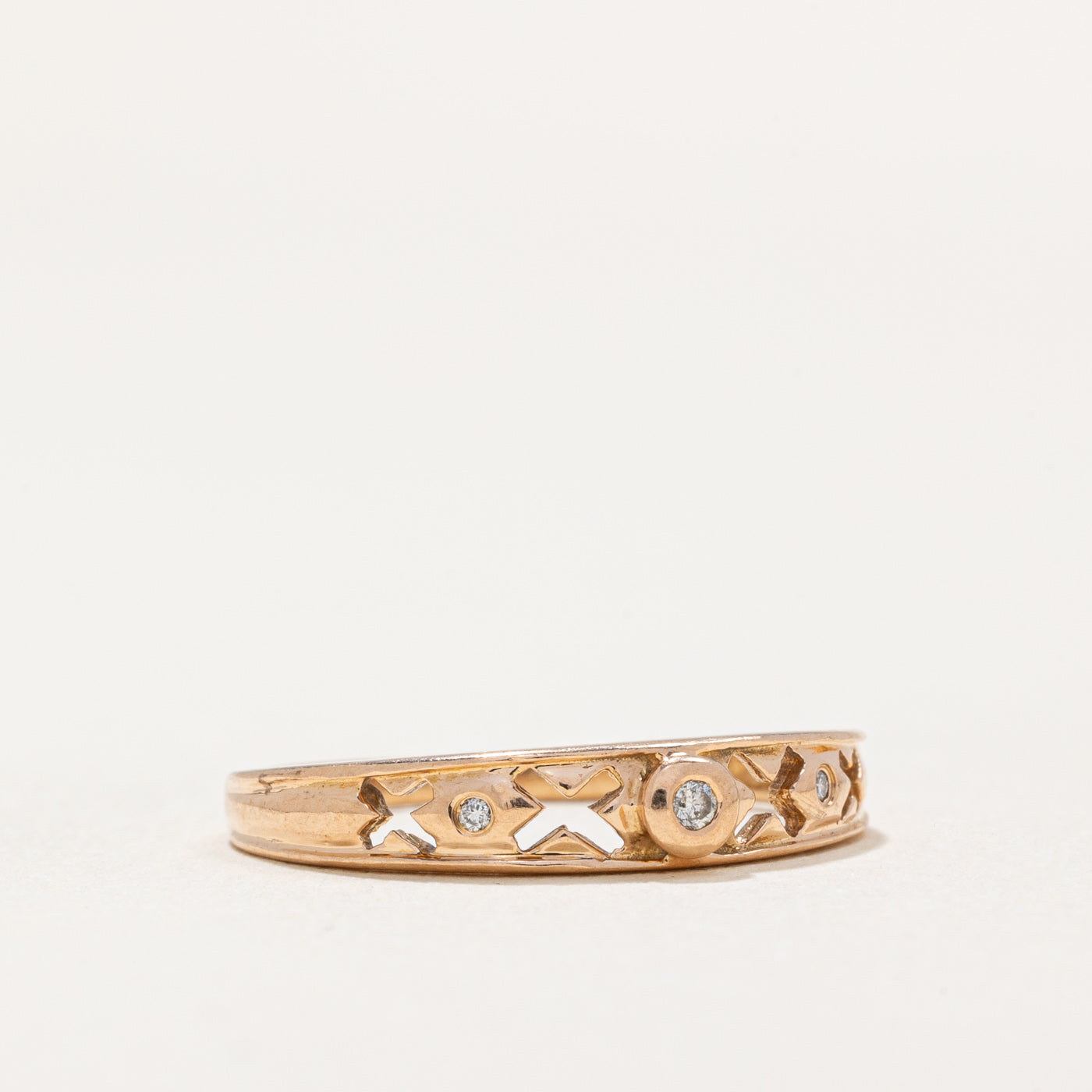 0.02ctw Diamond Bezel X Design Wedding Band Ring - Size 5.5 | Elegant Engagement & Anniversary Gift for Women | Perfect for Bridal, Proposal & Special Occasions
