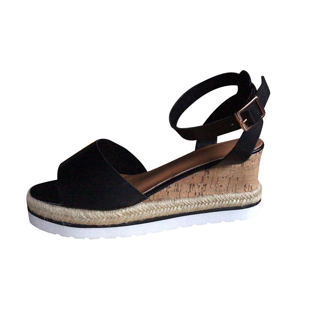 Women's Wide Width Wedge Sandals with Ankle Strap - 2020 Fashion Summer Beach Sandals, Open Toe Espadrille Platform Shoes for Casual Outings & Vacation Wear