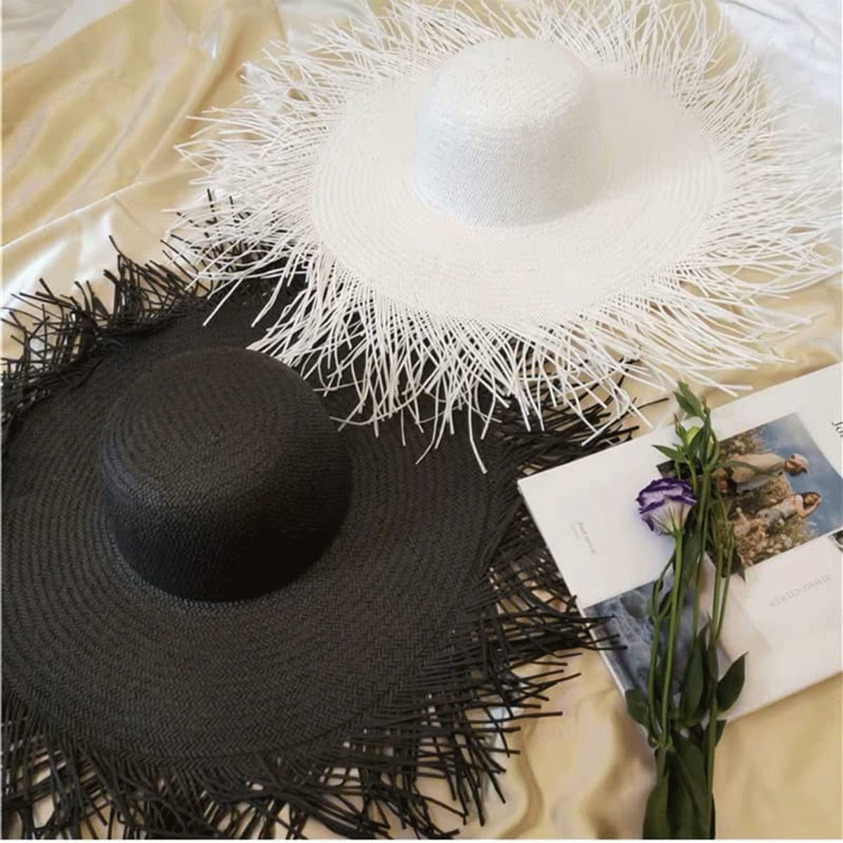 Women's Foldable Floppy Sun Hat - Wide Brim UV Protection Straw Hat for Summer, Beach, Travel & Outdoor Activities (White, One Size) - Perfect for Vacation, Gardening, Poolside & Fashion Accessories