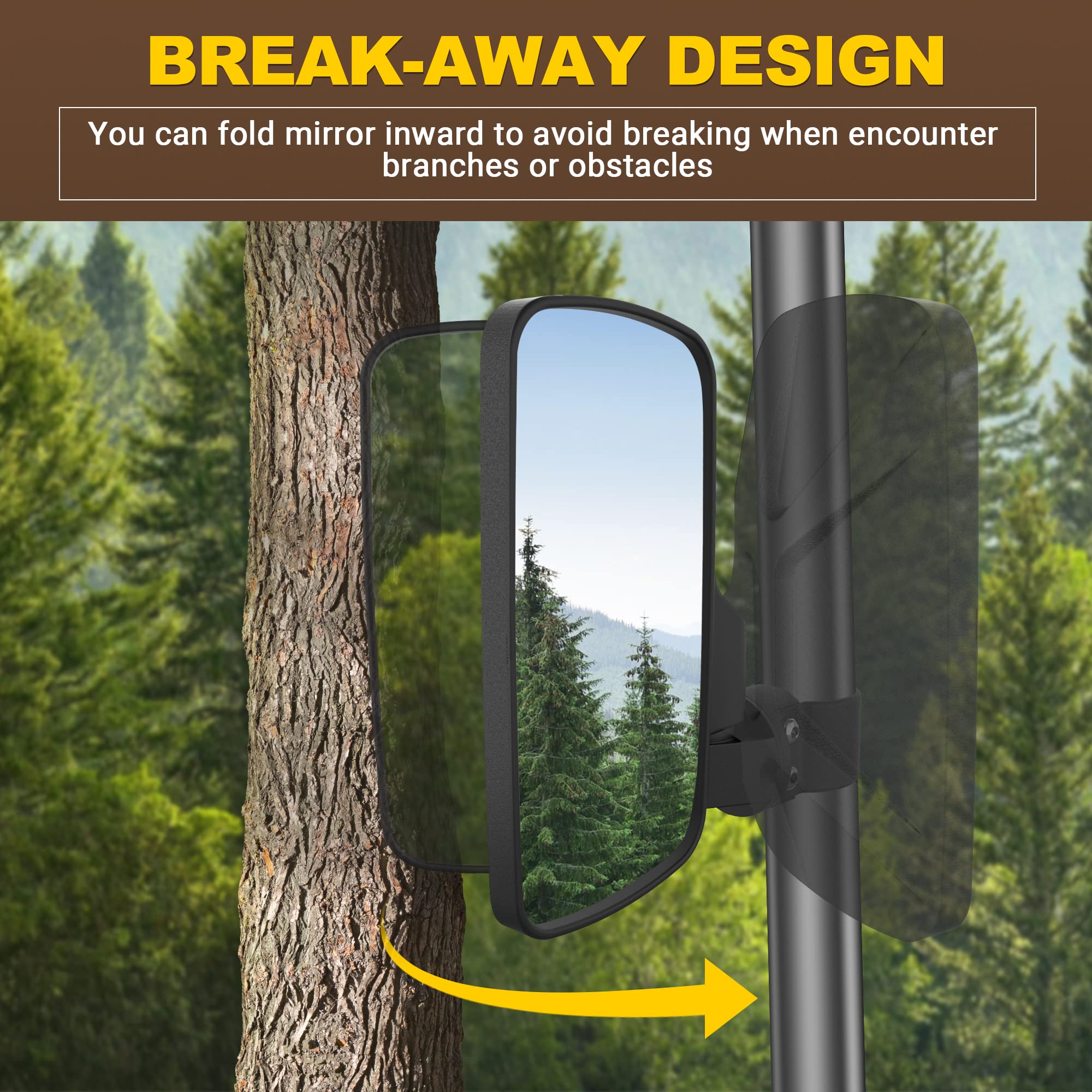 BUMBEE UTV Side Mirrors and Center Mirror - Adjustable Rearview Mirrors for 1.6-2