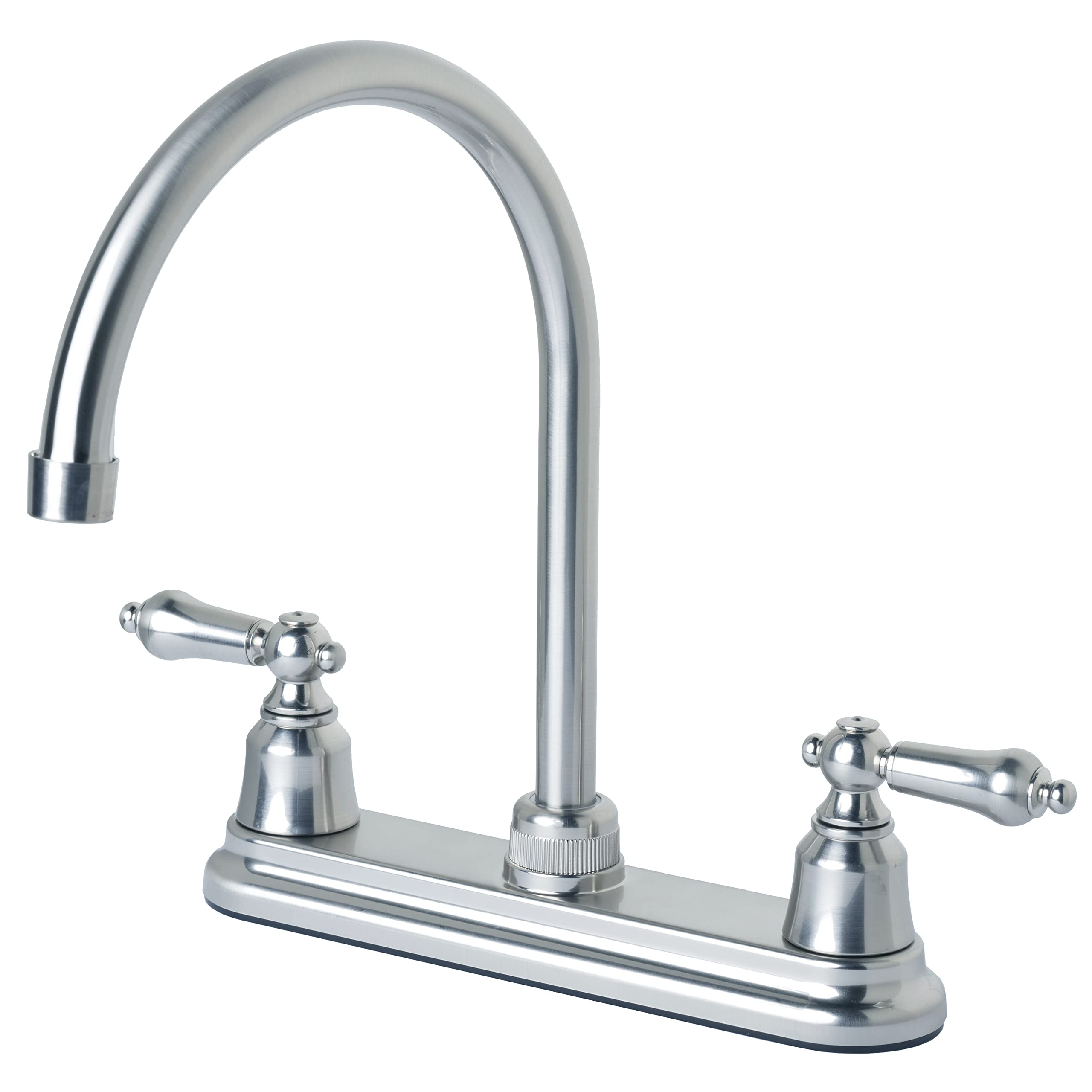 Laguna Brass 1205SS RV Mobile Home Non-Metallic High Arc Swivel Kitchen Faucet - Brushed Nickel Finish - Perfect for Tiny Houses, Campers & Off-Grid Living