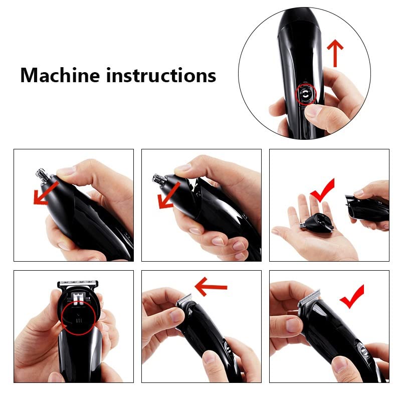 Professional 6-in-1 Electric Hair Clipper & Beard Trimmer Kit for Men - Cordless Hair Cutting Machine, Nose Ear Trimmer & Facial Grooming Tool - Perfect for Home Barbering, Travel & Personal Grooming