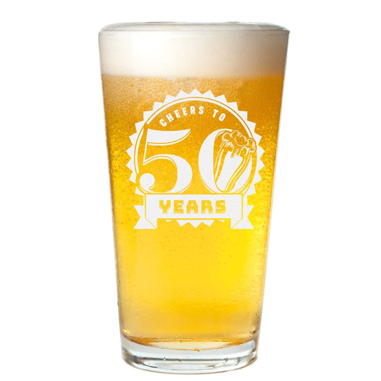 Veracco Cheers To 50 Years Old Anniversary Soda Beer Pint Glass - 16oz Barware for 50th Birthday Gifts, Retirement Parties & Milestone Celebrations