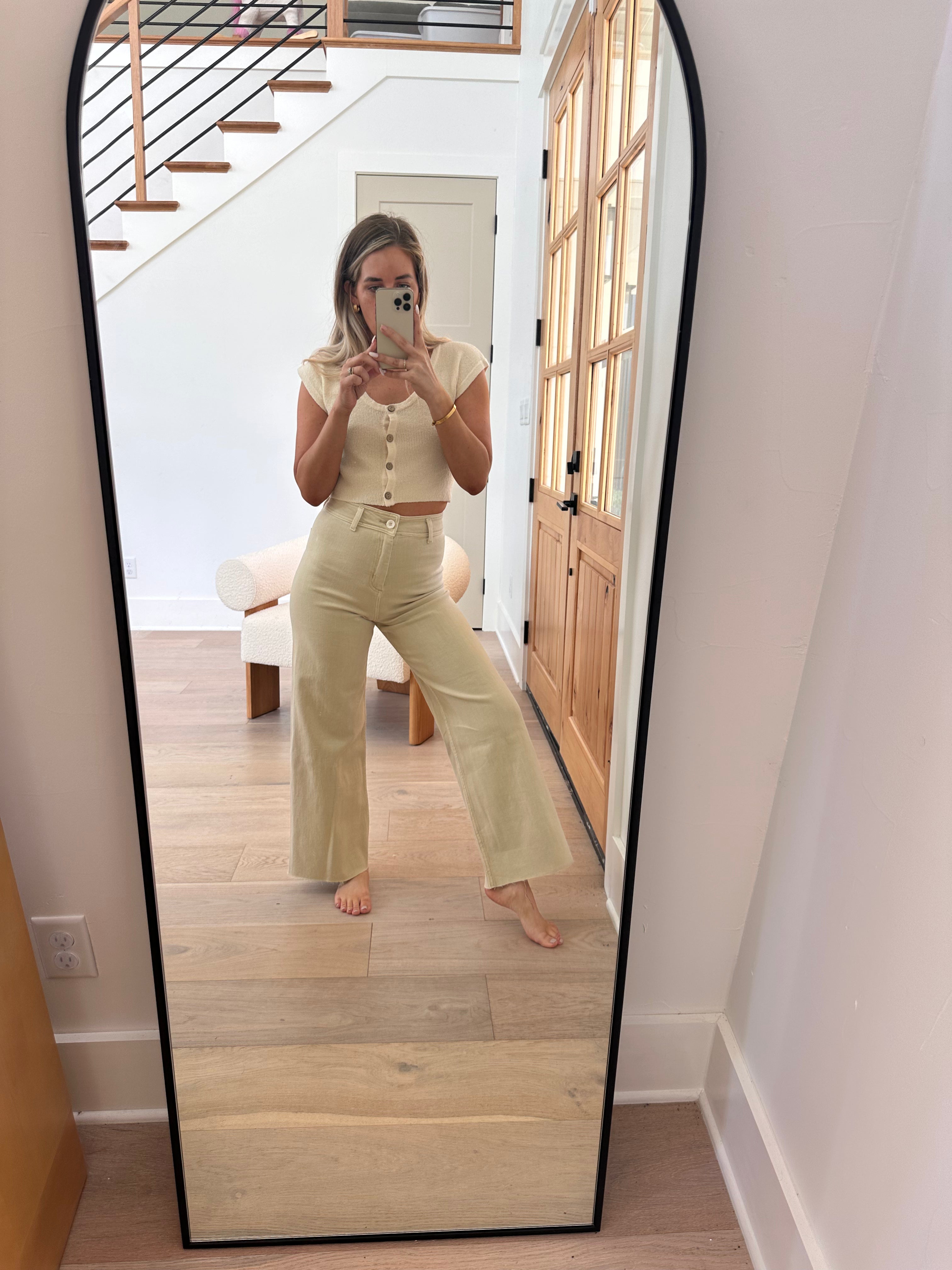 Corin Straight Wide Leg Denim Pants for Women - High Waisted Beige Jeans, Comfortable Stretch Denim Trousers | Perfect for Casual Wear, Office Outfits & Street Style Fashion