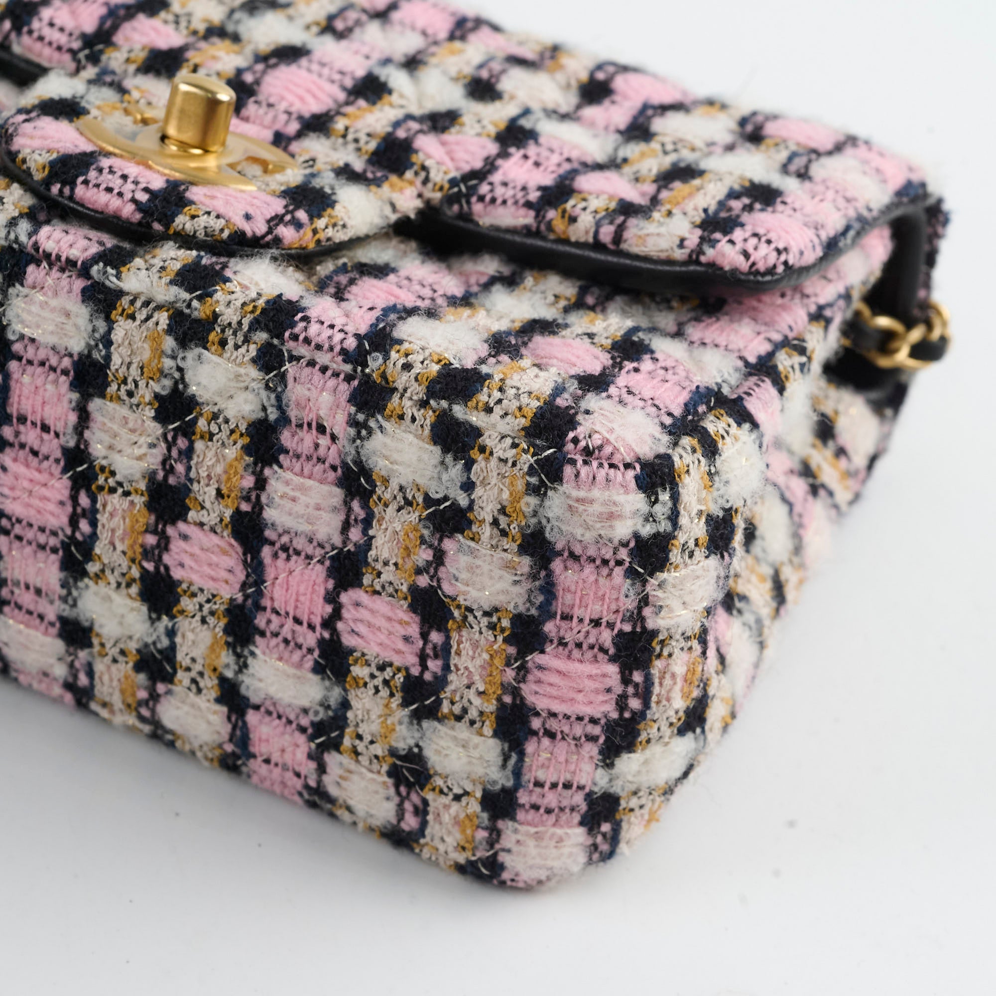 Chanel Mini Square Crush Tweed Pink Bag with Microchip - Luxury Crossbody Purse for Women, Perfect for Parties, Dating & Special Occasions