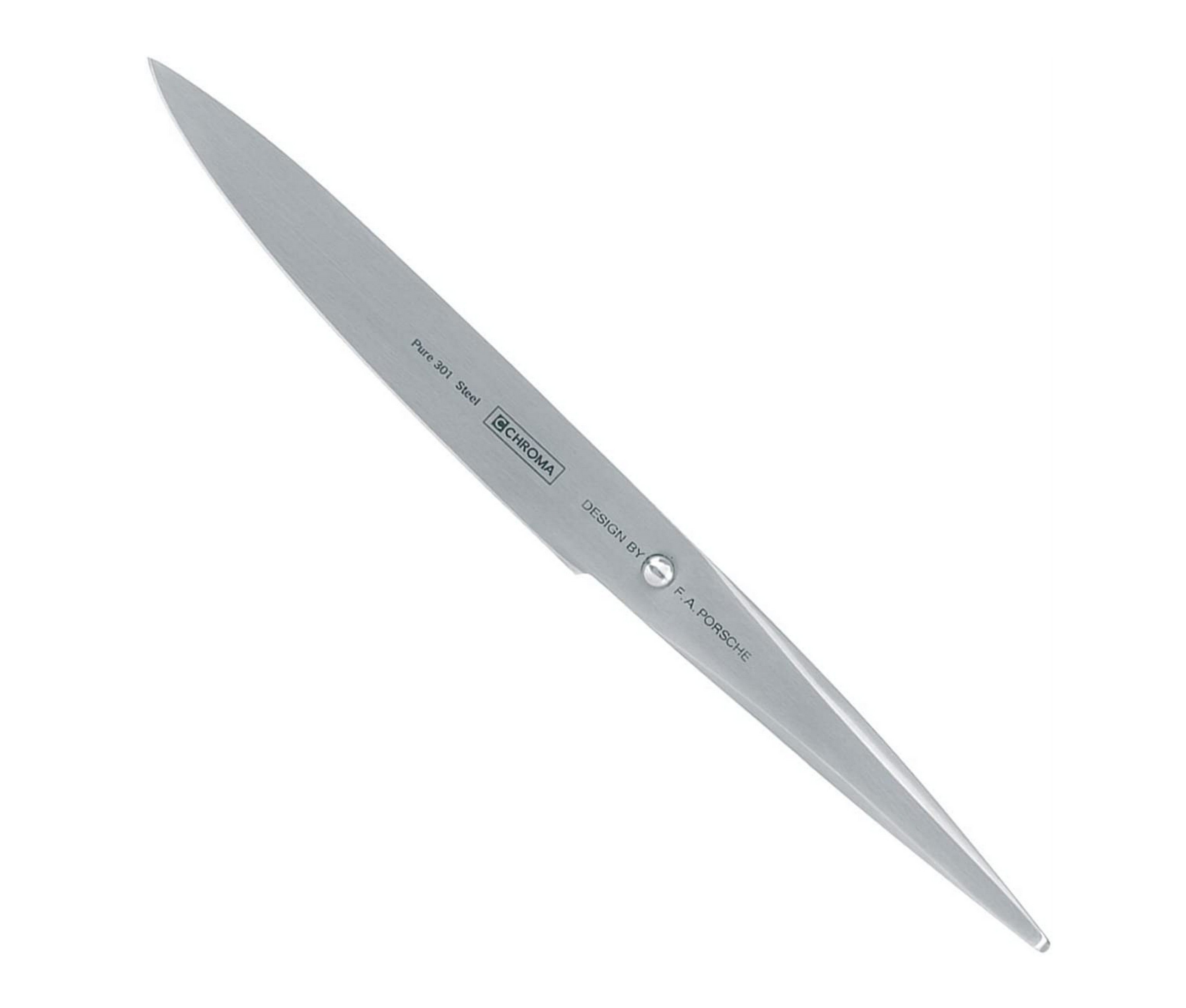 Chroma Type 301 F.A. Porsche Design 5 Inch Stainless Steel Utility Knife - Silver | Compact Everyday Carry (EDC) Tool for Office, Camping & DIY Projects
