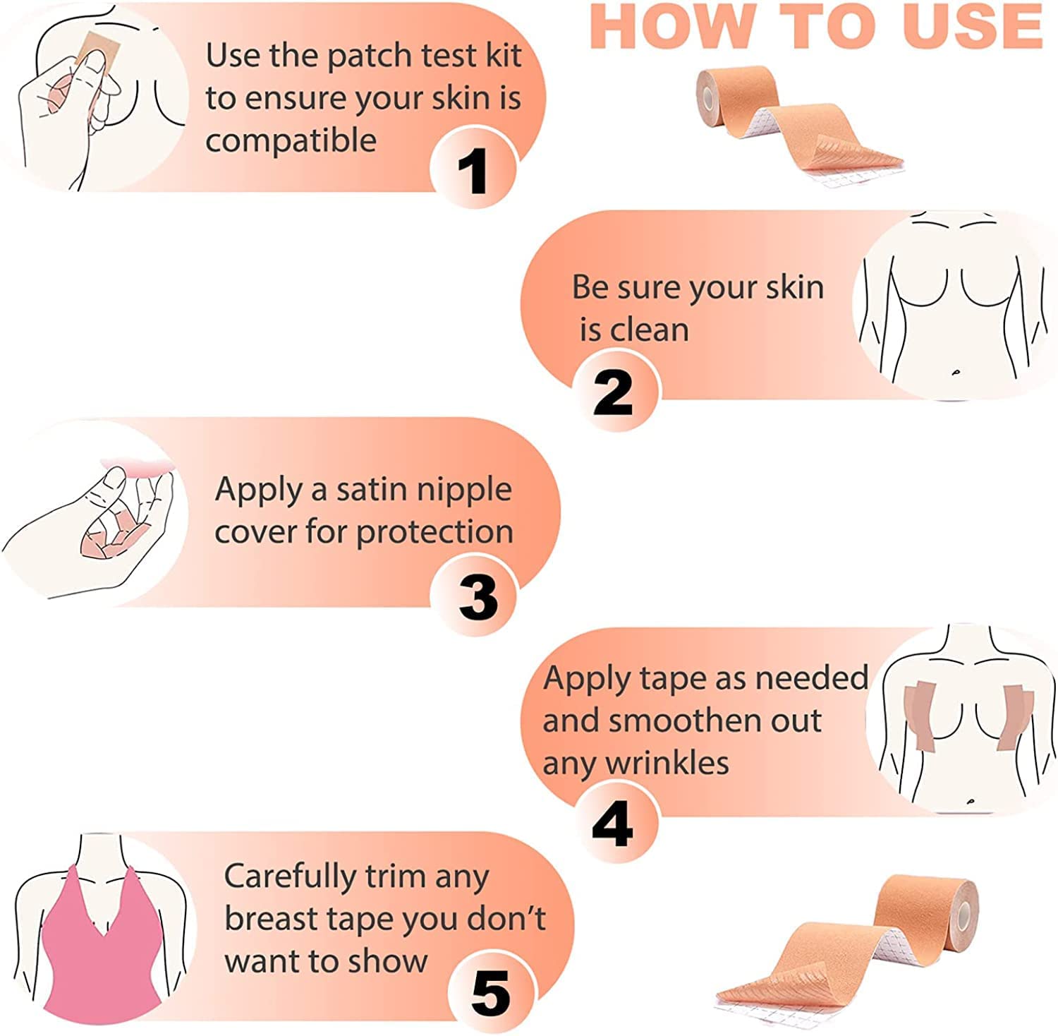 SHAPERX Boob Tape for Women - 5M Waterproof & Sweat-Proof Breast Lift Tape | Body Tape for Breast Support, Contour & Lift - Perfect for Dresses, Swimsuits & Backless Outfits