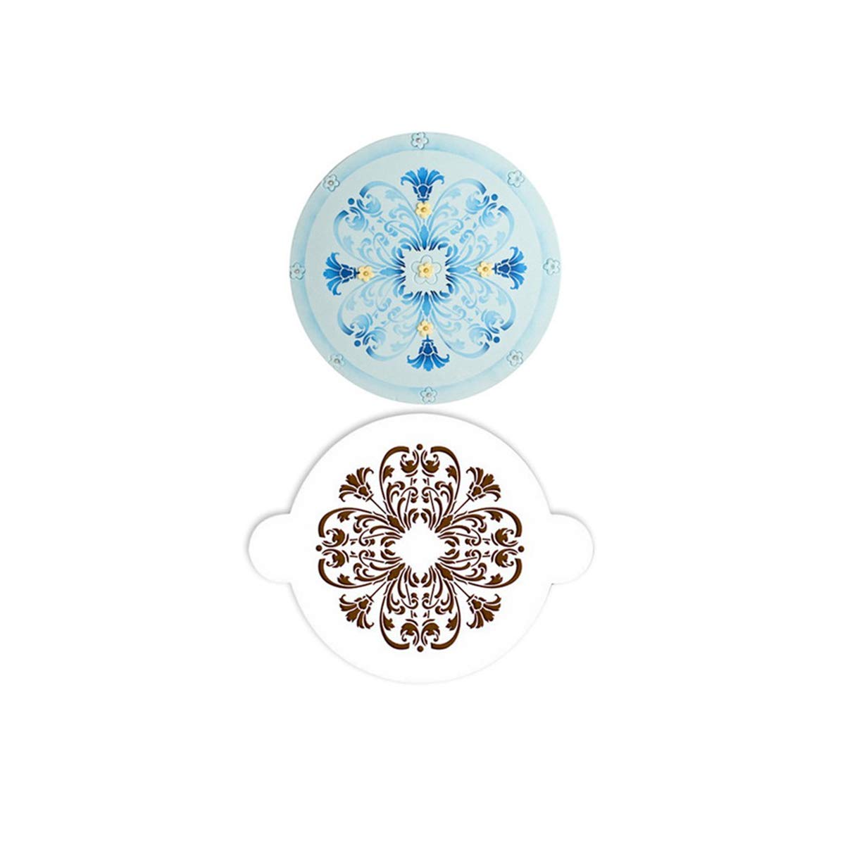 Round Flower Cake Stencil - Nema Decorating Topper for Wedding, Birthday & Party Desserts - Floral Design Template for Baking & Cake Decorating