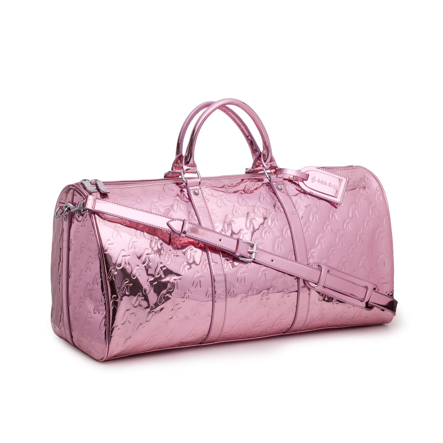 Luxury Metallic Monogram Duffle Bag for Women - Stylish Pink Travel Duffel, Gym Bag & Weekend Getaway Carryall - Perfect for Workouts, Travel & Fashion Accessories