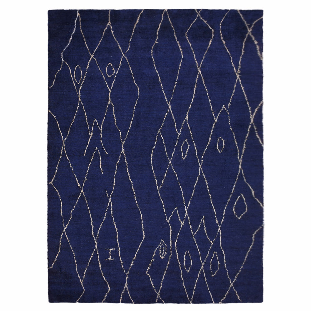 Handmade Cube Design Hand-Knotted Wool Rug - Boho Chic Home Decor for Living Room, Bedroom & Office