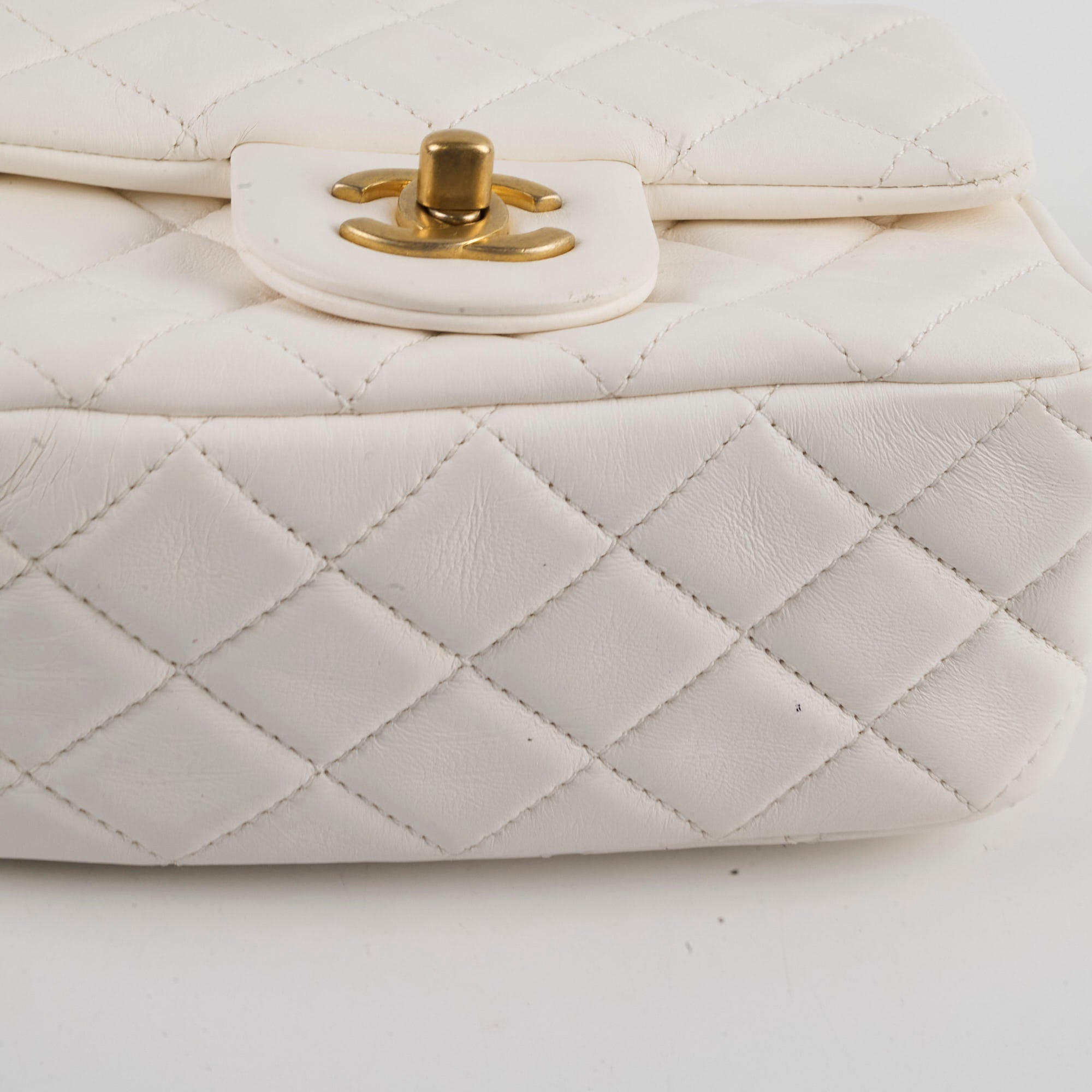 Chanel Mini Square Lambskin Pearl Crush White Bag | Luxury Designer Handbag for Women | Perfect for Evening Parties, Weddings & Special Occasions