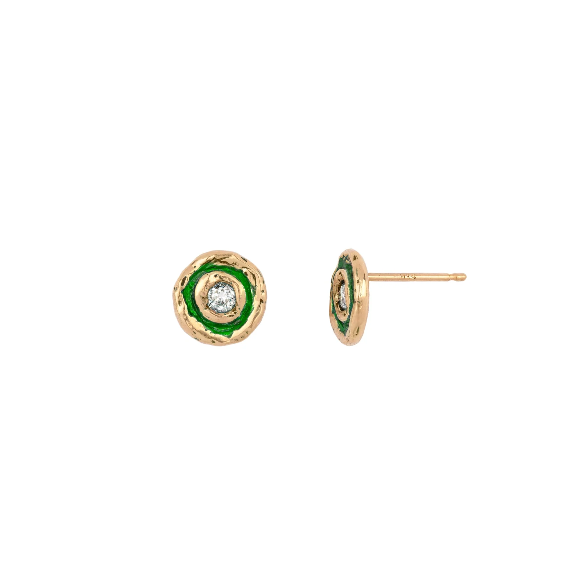 14K Gold Flush Set Diamond Stud Earrings for Women - True Colors | Perfect for Everyday Wear, Gifts & Special Occasions