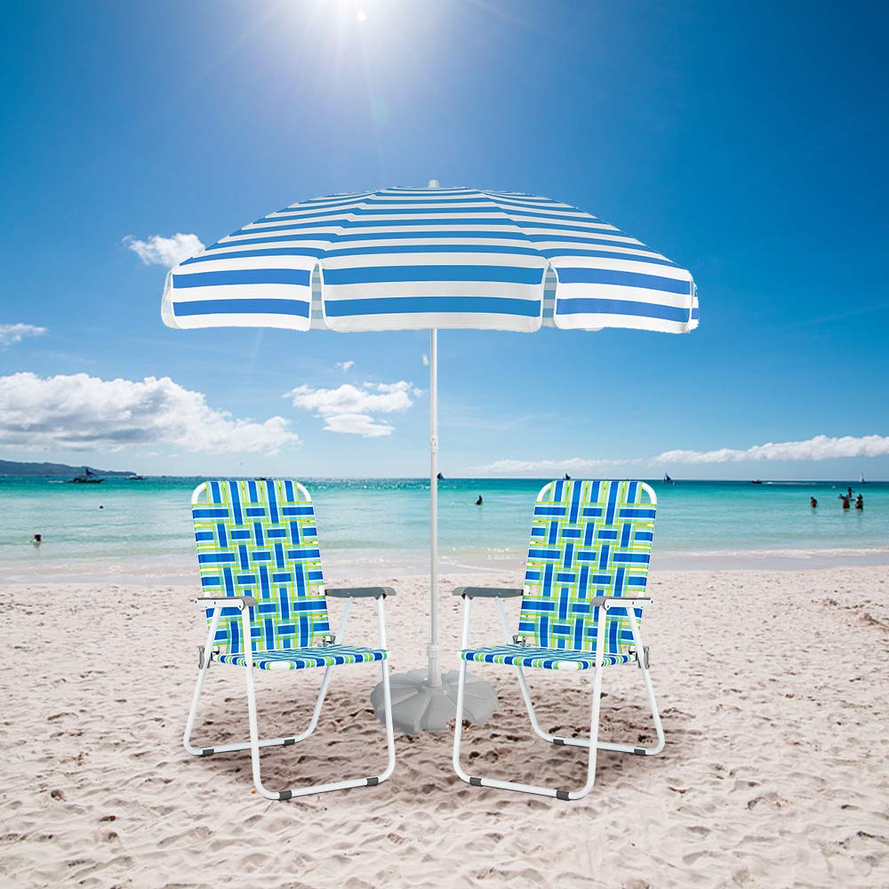 VINGLI 4-Pack Folding Webbed Patio Chairs - Lightweight Outdoor Beach Chairs for Backyard, Garden, Picnic & Camping (Blue, Classic) - Perfect for Relaxing, Dining & Outdoor Gatherings