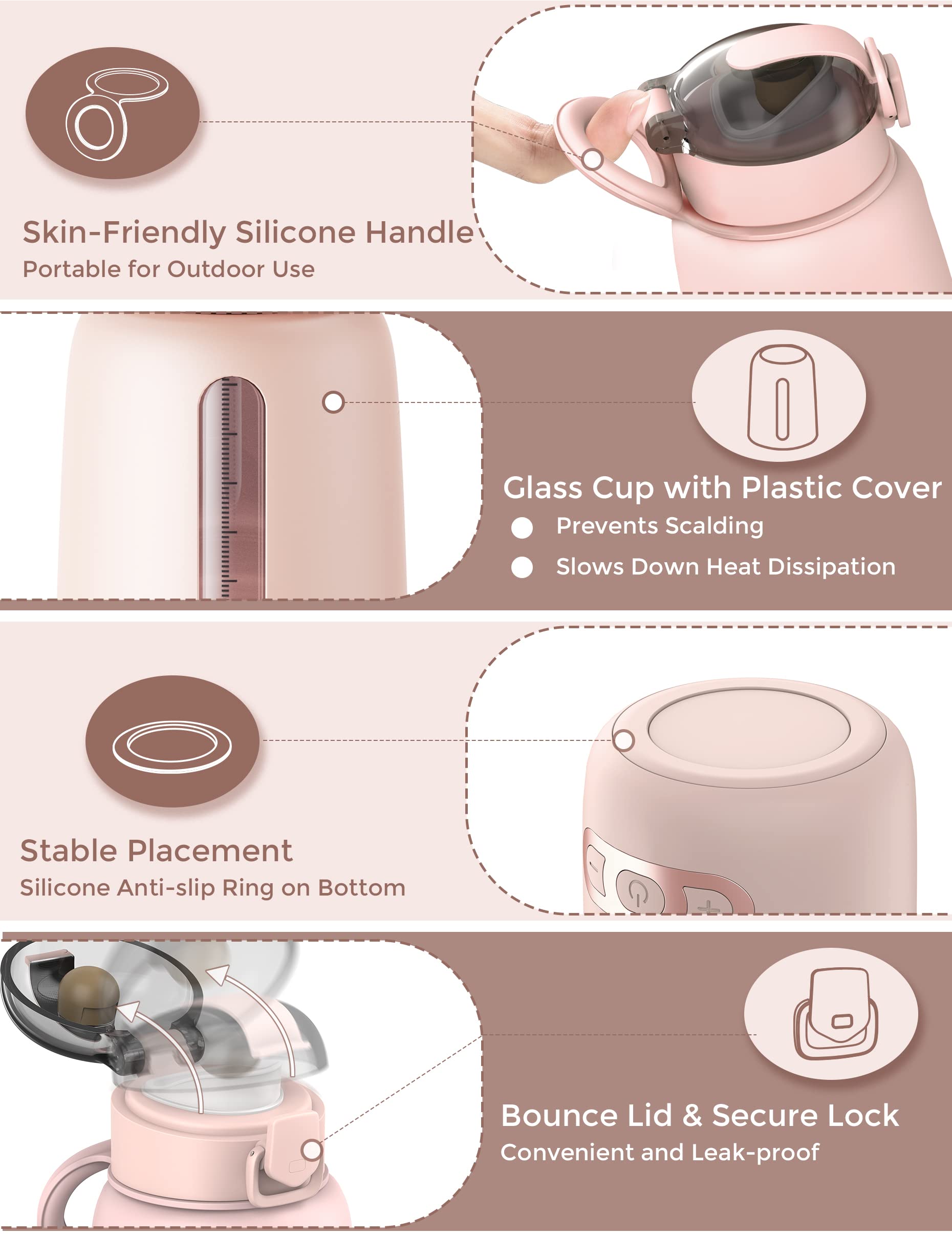 Portable Baby Bottle Warmer with 13500mAh Battery - Travel Essential for Breastmilk & Formula - Perfect for Airplane, Car & On-the-Go Feeding (2024 Baby Must Haves)