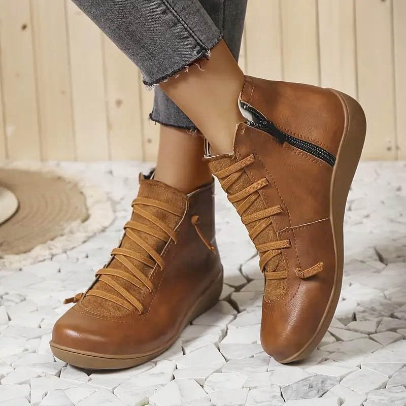 Fashionable Women's Cowboy Boots - Classic Lace-Up Ankle Western Boots with Low Chunky Heel | Perfect for Country Dancing, Rodeos & Casual Outfits