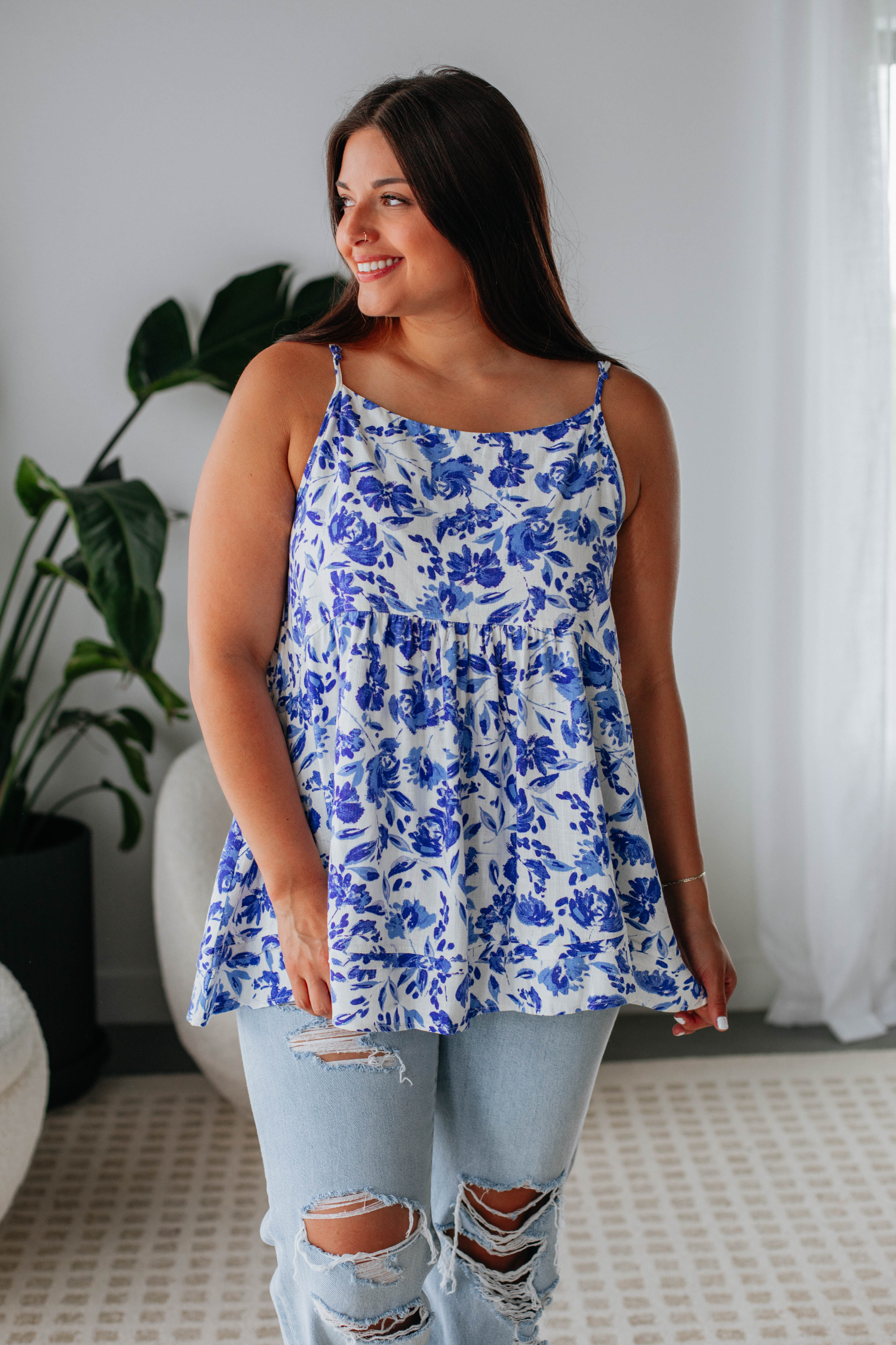 Genelle Floral Tank Top for Women - Lightweight Summer Blouse with Floral Print - Perfect for Casual Outings, Beach Vacations & Layering