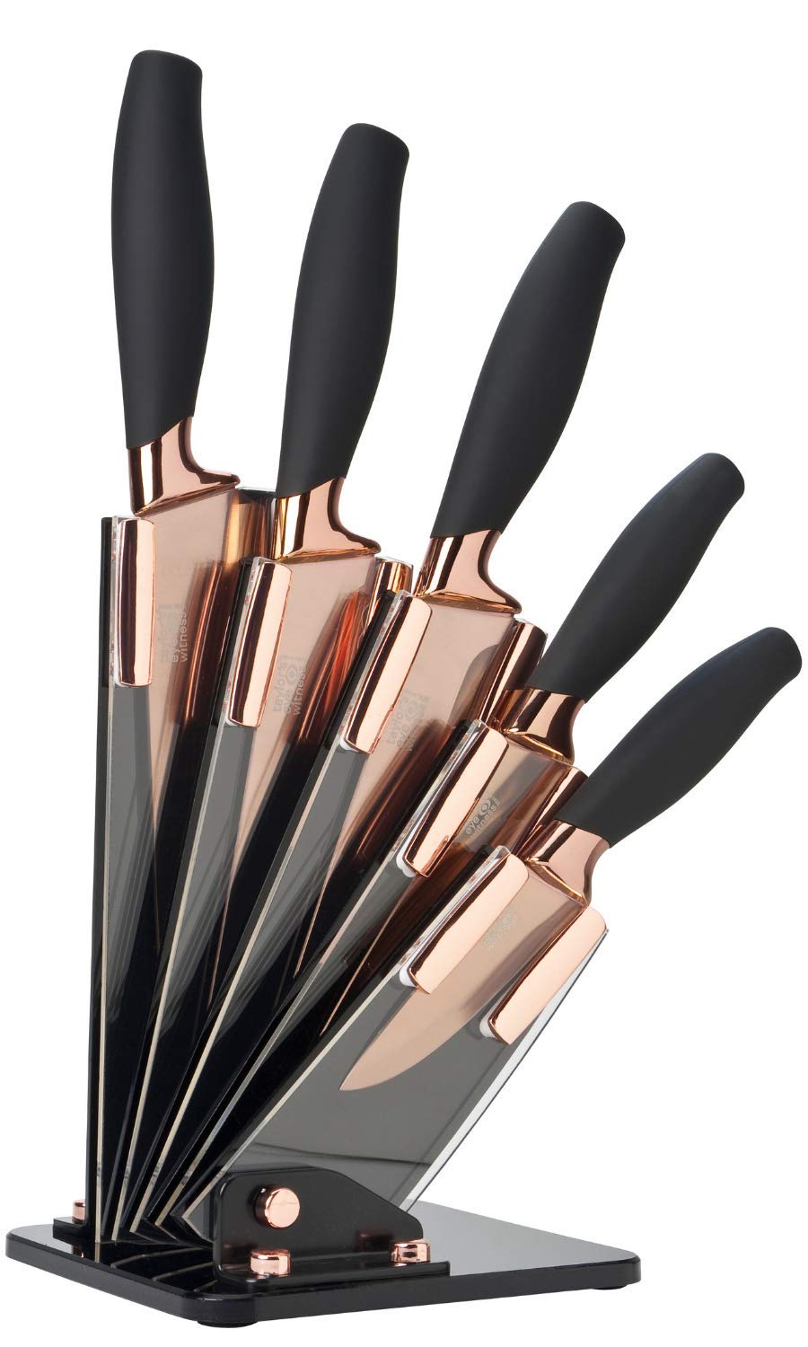 Taylor's Eye Witness Rose Gold Fan-Shaped Knife Block - Premium Kitchen Storage for Knives & Utensils - Perfect for Home Chefs & Cooking Enthusiasts