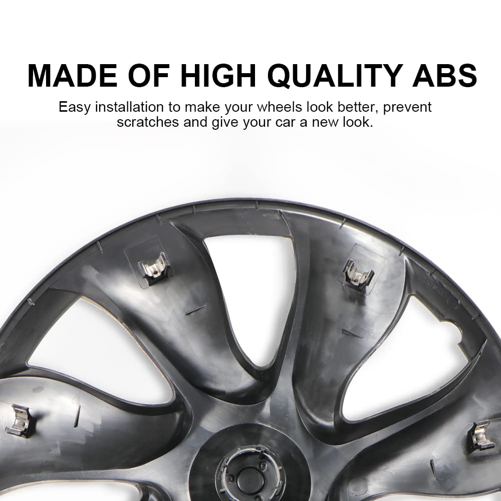 EVBASE Model Y 19-Inch Überturbine Wheel Cover Set (4PCS) - Matte Black Replacement Caps for Tesla Model Y - Enhance Style & Protection for Daily Driving & Road Trips