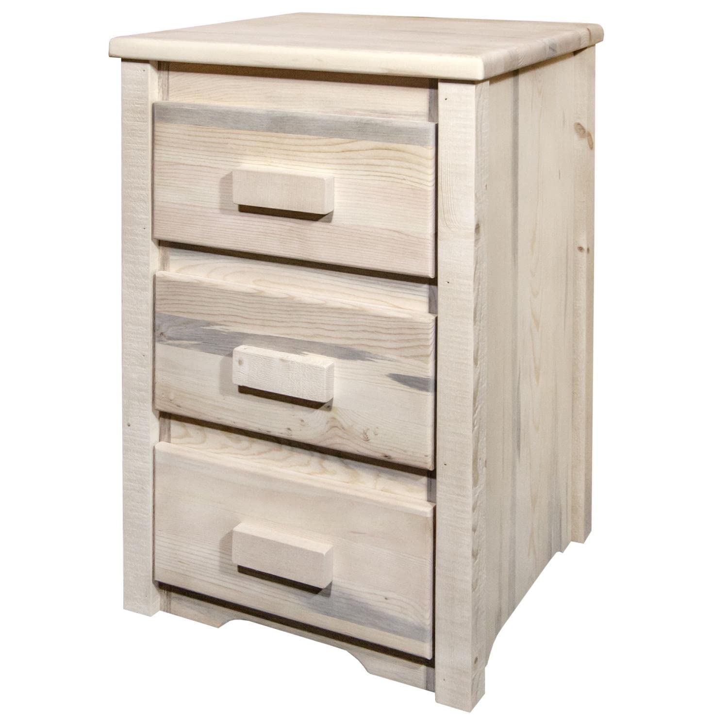 Montana Woodworks Homestead Collection Unfinished Nightstand with 3 Drawers - Solid Wood Bedside Table for Bedroom, Living Room & Guest Room - DIY Furniture Project for Home Decor