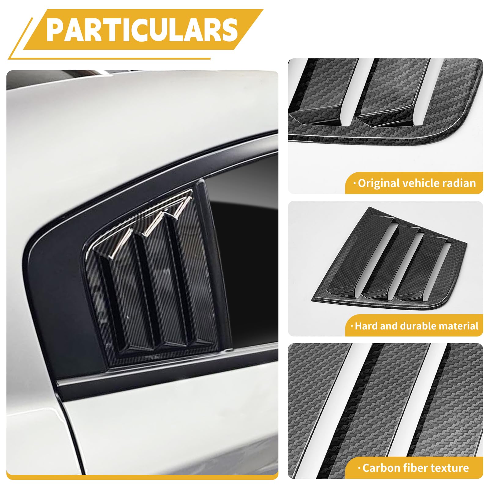 Dodge Charger 2011-2024 Side Window Shades Cover Blinds - ABS Carbon Fiber Window Louver (2-Pack) | UV Protection & Privacy for Parking & Driving