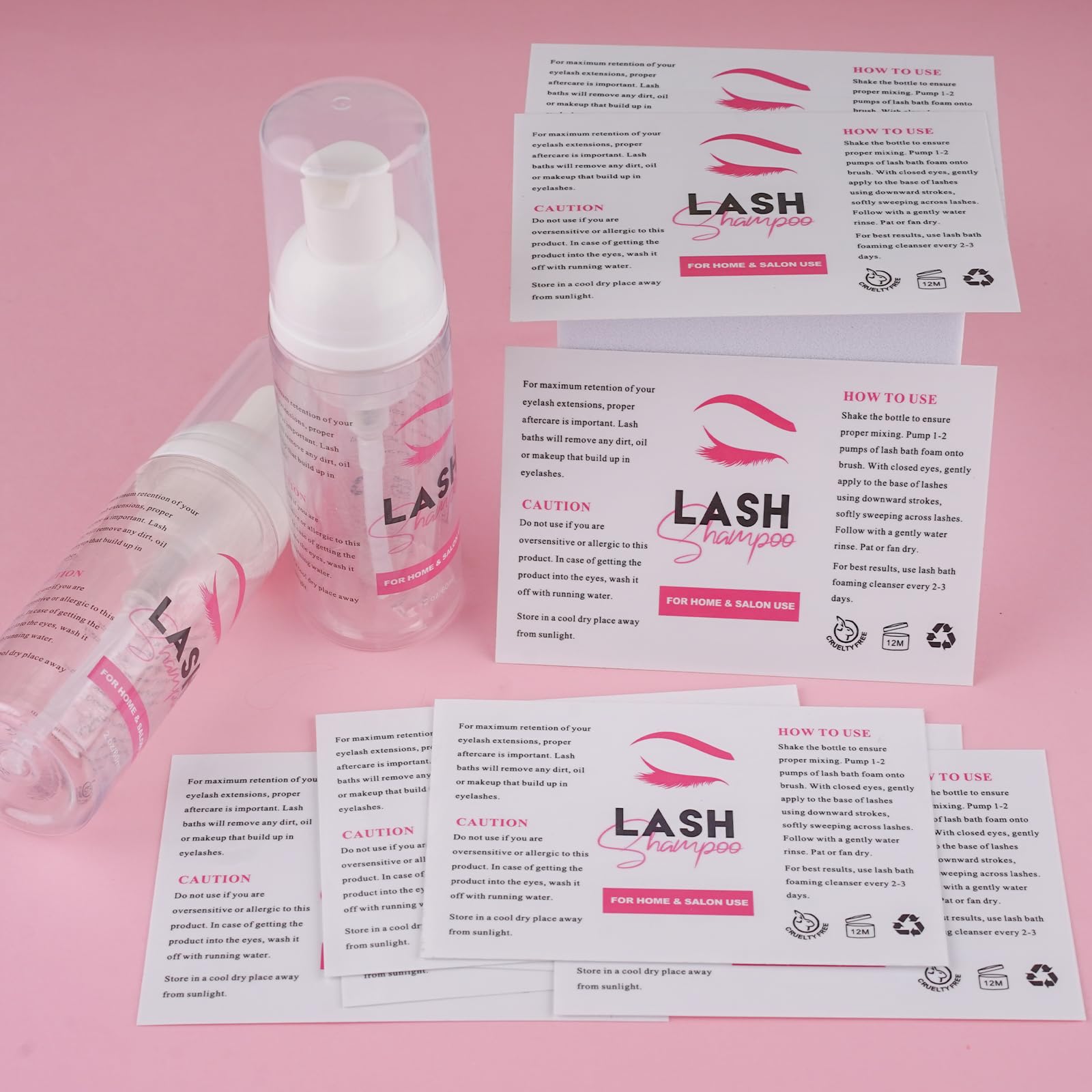 50PCS Waterproof Lash Shampoo Labels - Customizable Eyelash Extension Stickers for Foam Pump Bottles & Lash Bath Wash - Perfect for Salon, Spa & Home Use - Personalize Your Lash Care Products