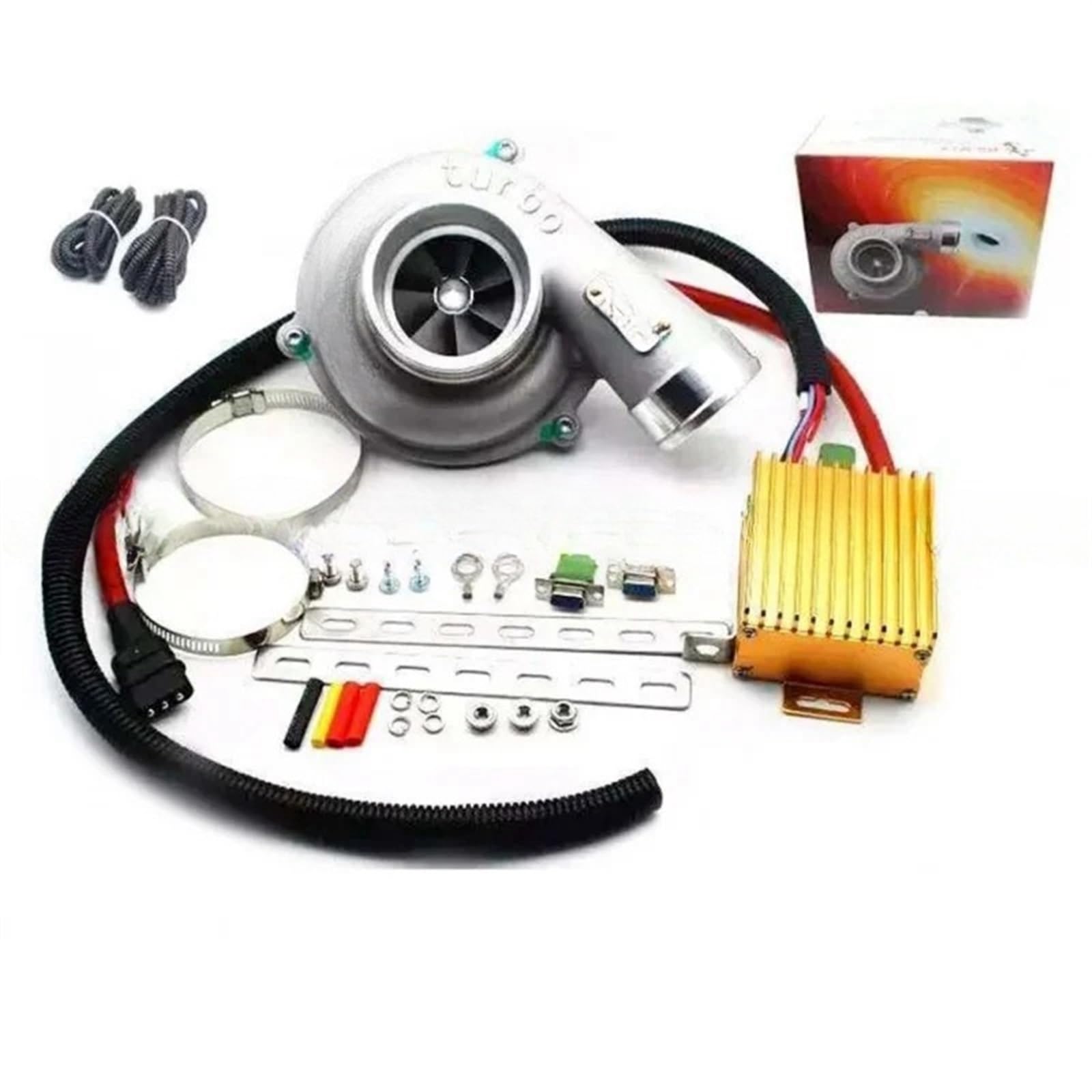 High-Performance Electric Turbo Supercharger Kit - Universal Turbocharger & Air Intake System for Cars & Motorcycles - Boost Engine Power & Acceleration for Racing & Off-Road Adventures