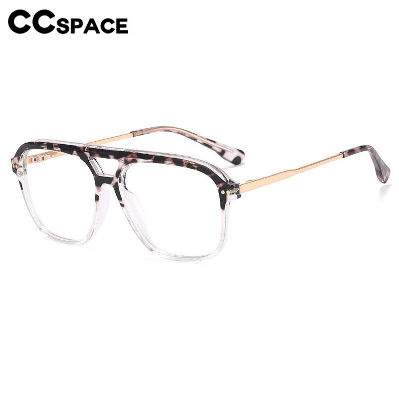 CCspace Unisex Full Rim Square Double Bridge TR90 Titanium Eyeglasses 56714 - Lightweight & Durable Glasses for Work, Reading & Fashion