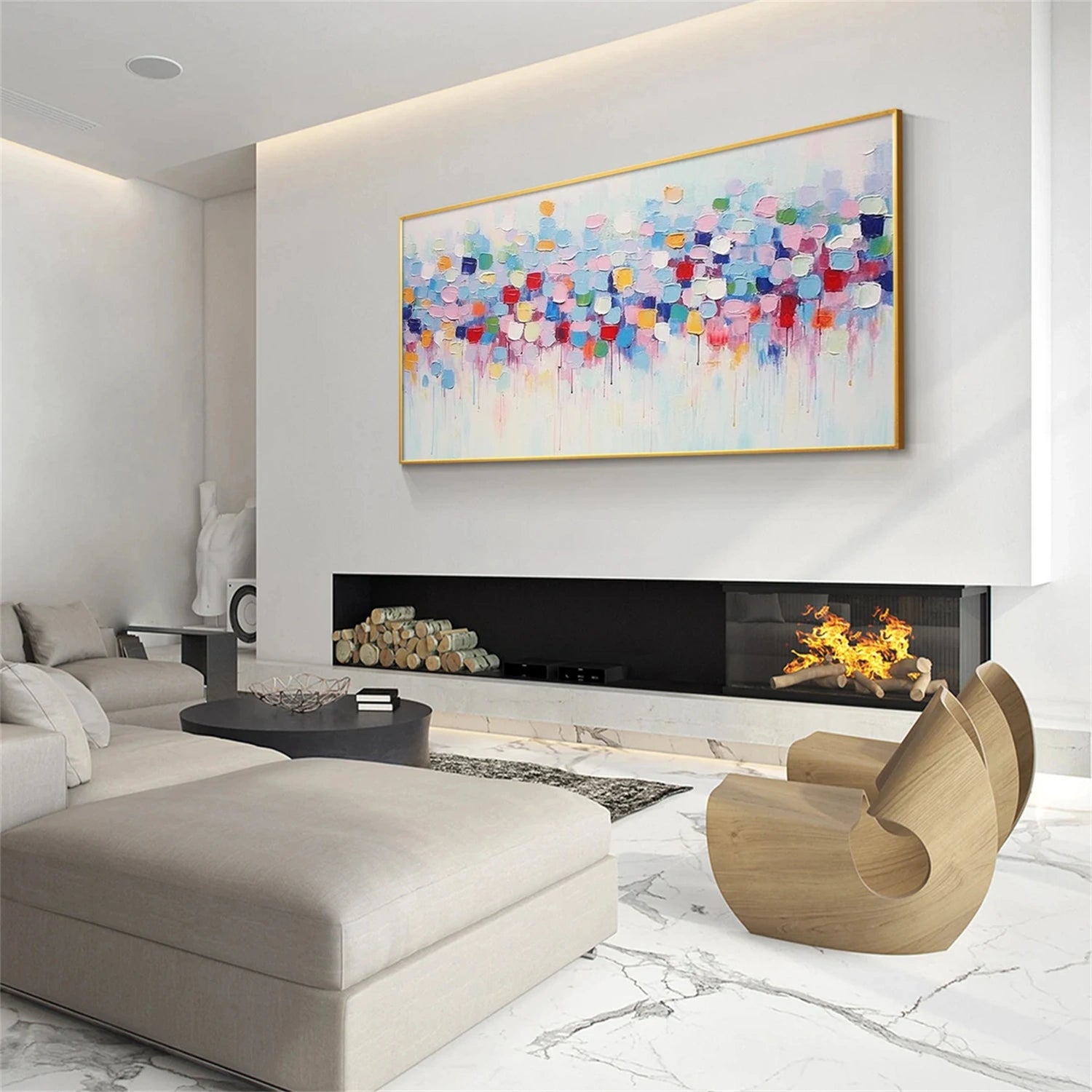 Abstract Painting #AB 294 - Modern Wall Art for Living Room, Bedroom & Office Decor | Large Canvas Artwork for Home & Commercial Spaces
