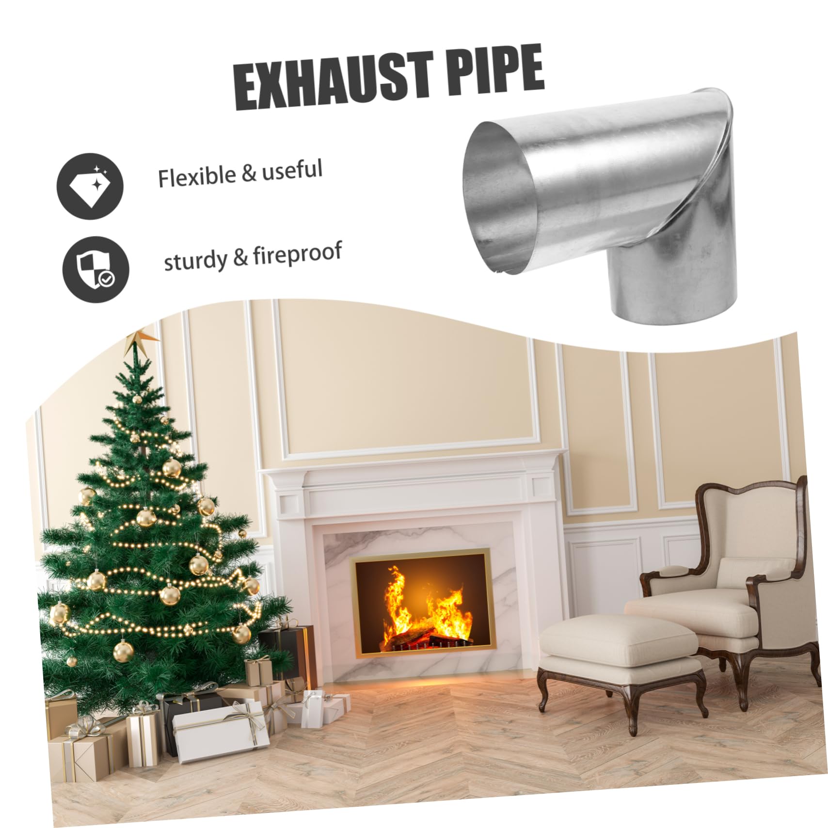 Cabilock 90 Degree Stainless Steel Stove Pipe - 15cm Chimney Flue for Wood Stove, Oven & Fireplace | Durable Metal Ventilation Hose for Kitchen Exhaust & Smoke Removal | Perfect for Home Heating, Outdoor Cooking & Camping
