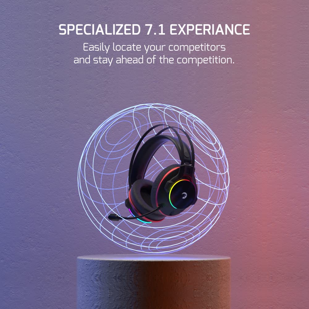 GAMEPOWER Mei 7.1 RGB Gaming Headset with 50MM Drivers & Noise Cancelling Mic - Compatible with PS5, PS4, PC - Perfect for Competitive Gaming & Immersive Audio Experience