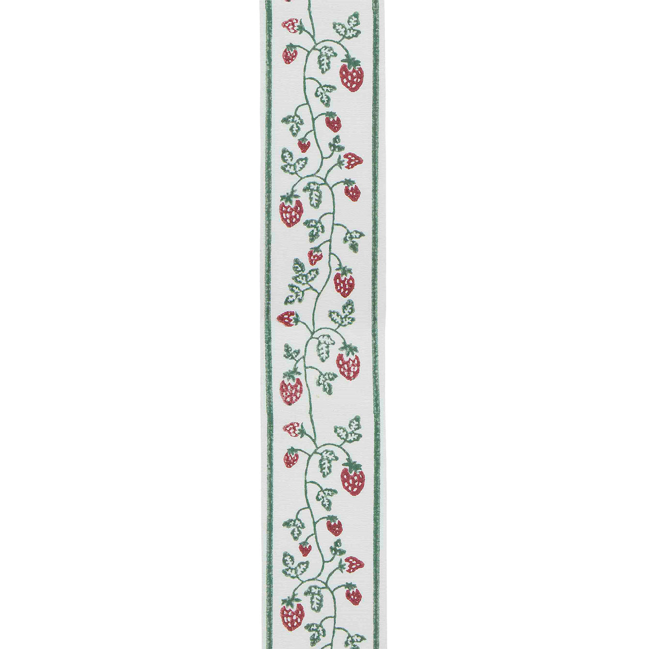 Stylish Block Printed Cotton Strawberry Trim Fabric - Green & Red - Perfect for DIY Crafts, Home Decor, and Fashion Accessories
