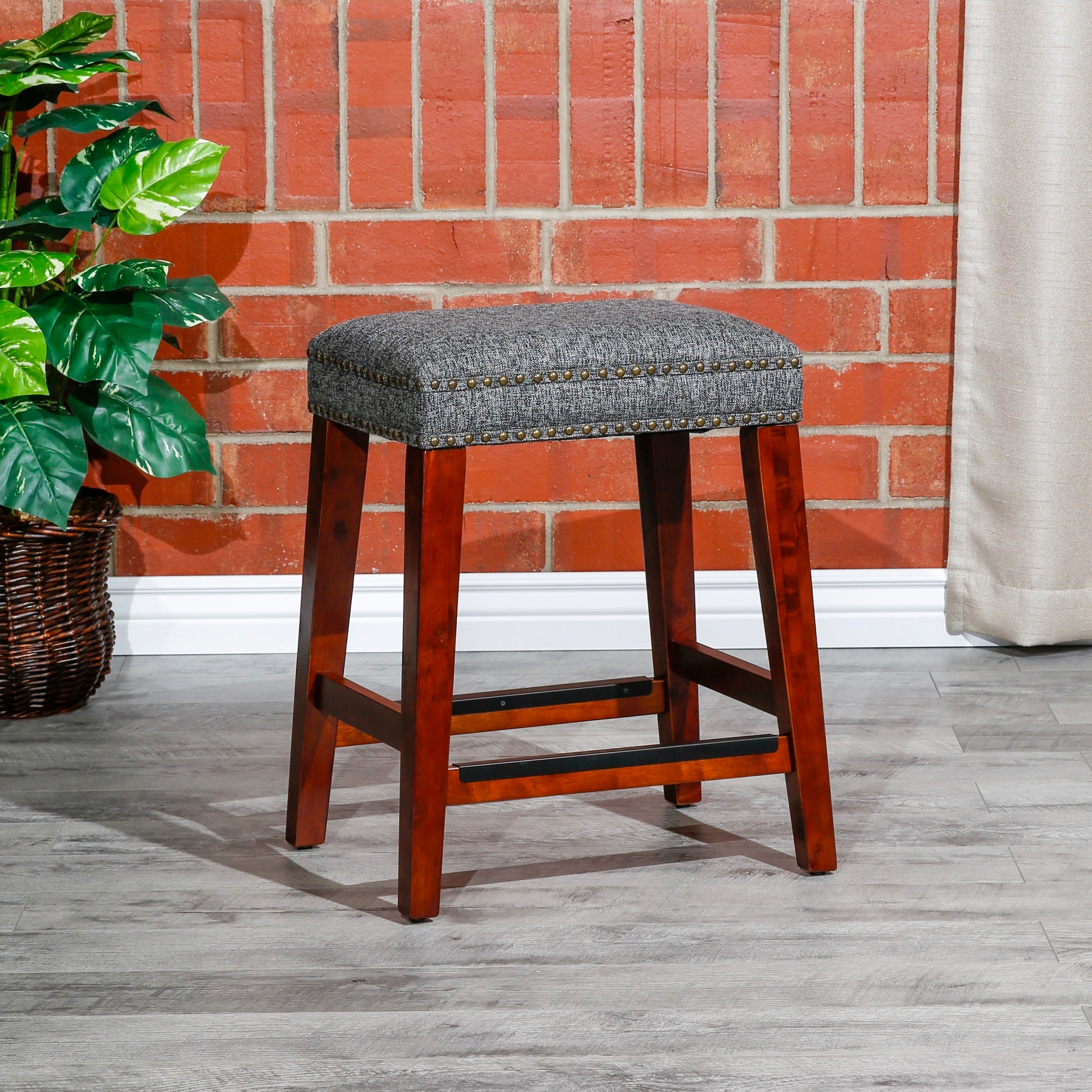 24 Inch Backless Counter Stool - Modern Kitchen Bar Stools for Breakfast Nook, Dining Island & Home Decor - Adjustable Height & Comfortable Seat
