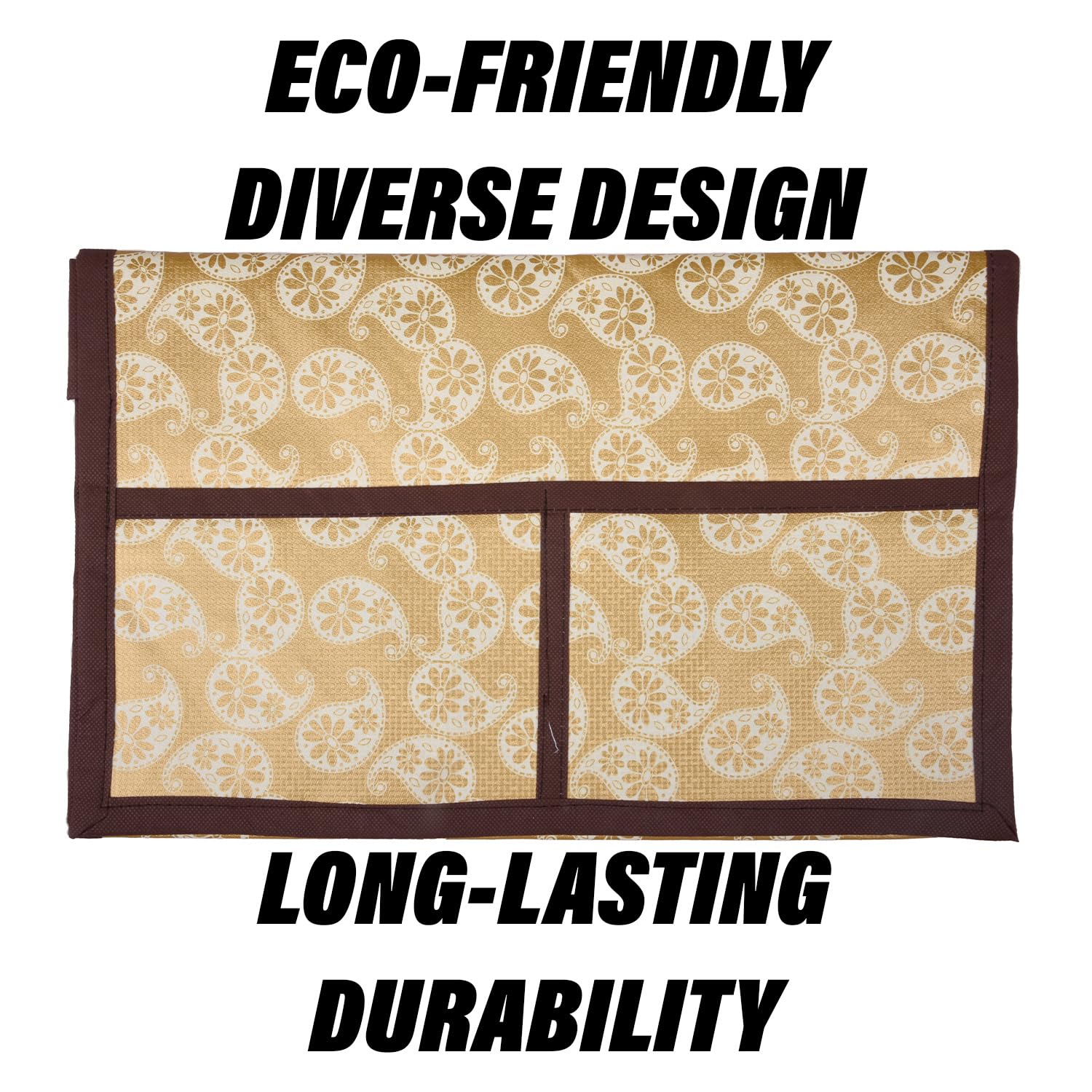 Kuber Industries Oven Top Cover - Microwave Oven Cover with 4 Utility Pockets, 28L Capacity, Golden Kitchen Décor - Perfect for Countertop Storage & Small Kitchen Organization