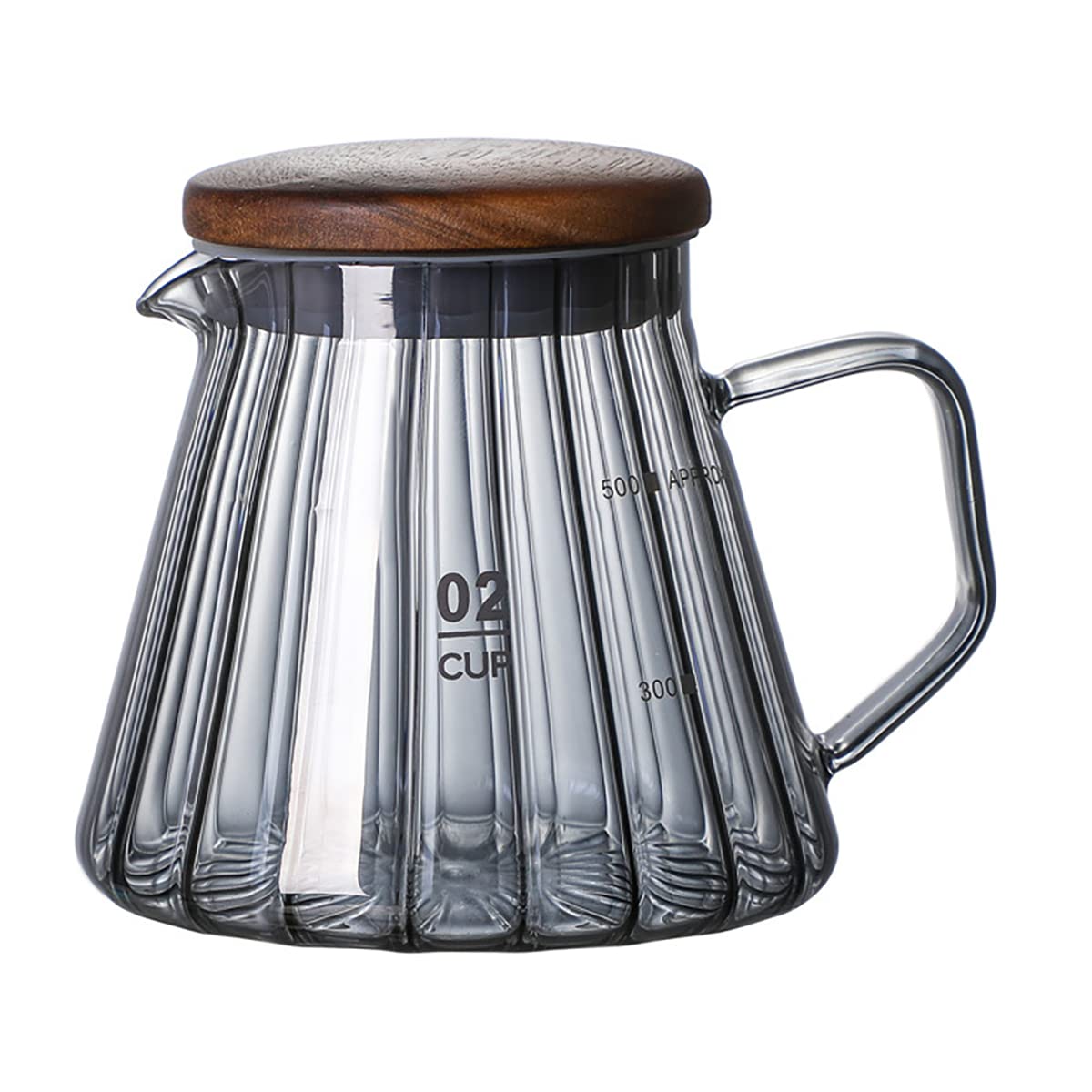 Elegant Wave-Shaped Glass Creamer Pitcher for Coffee & Milk - 20 oz Clear Coffee Pot with Wooden Lid & Handle - Perfect for Serving Tea, Coffee, and Milk at Home, Cafes, and Restaurants