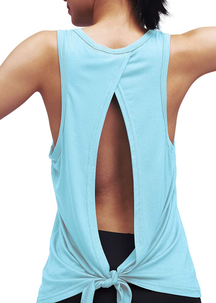 Women's Workout Yoga Tops - Open Back Shirts with Adjustable Tie Back Tank Tops for Gym, Yoga & Fitness | Breathable & Comfortable for Running, Pilates & Activewear