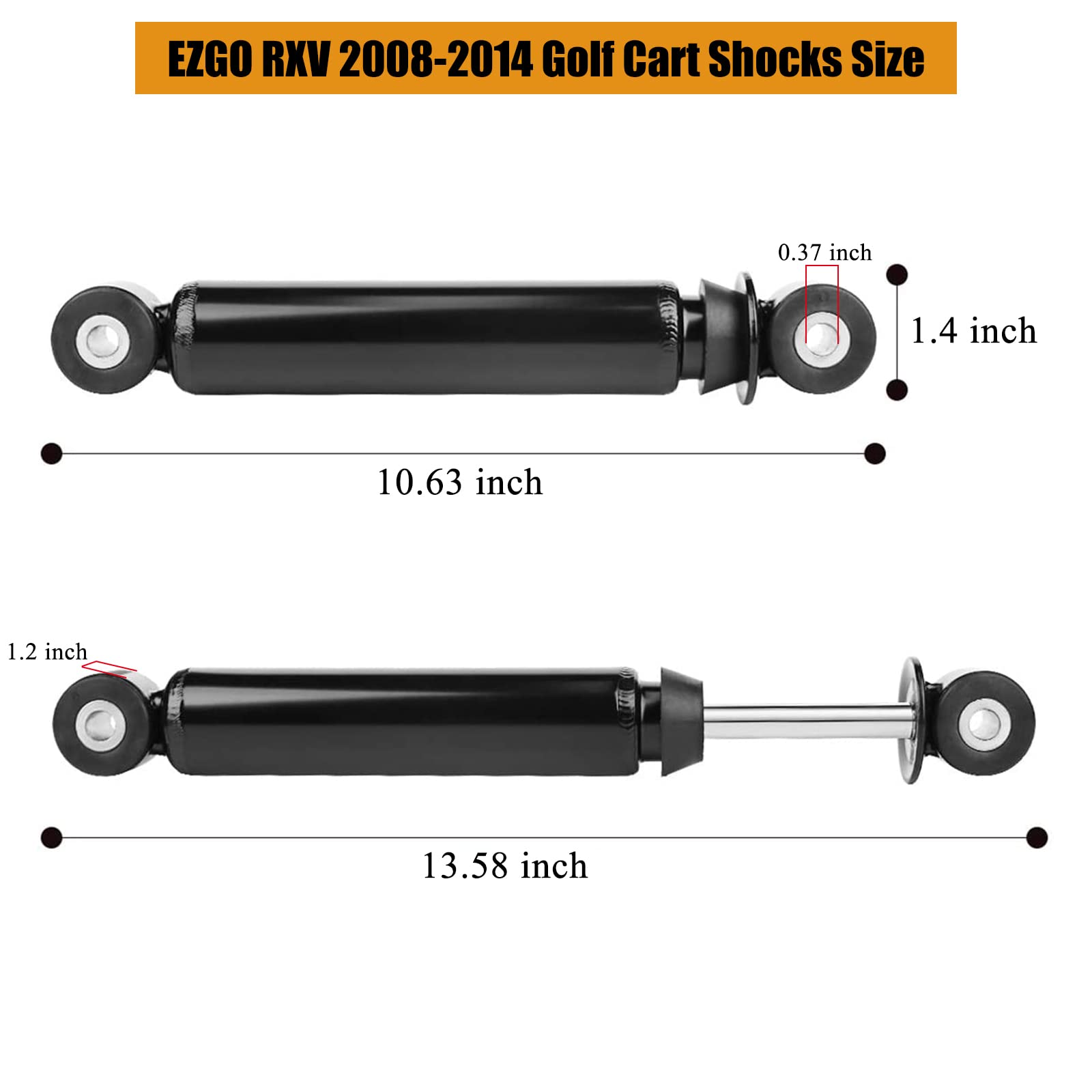EZGO RXV Golf Cart Rear Shock Absorbers - OEM Replacement (2 Pack) - Compatible with Gas & Electric Models 2008+ (Part #603637 & 611724) - Perfect for Smooth Rides on Golf Courses & Neighborhood Streets