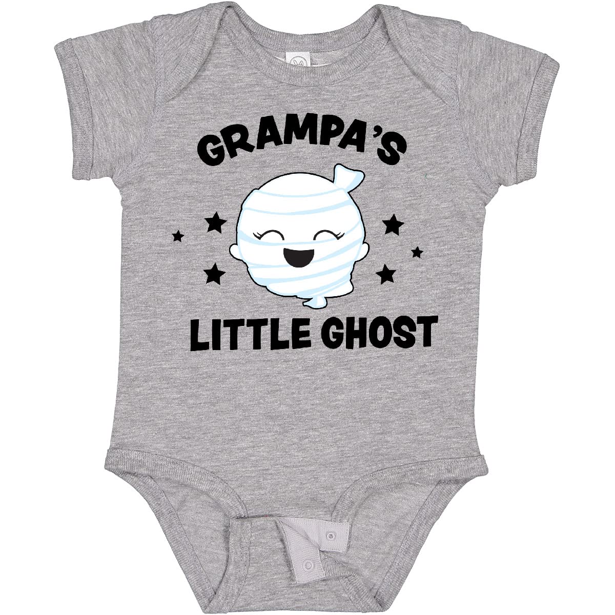 Inktastic Cute Grandpa's Little Ghost with Stars Baby Bodysuit - Soft Cotton Infant Onesie for Halloween, Family Photos & Casual Outings