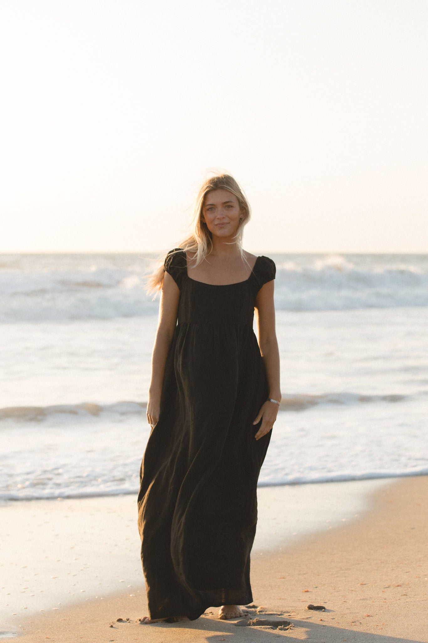 Florence Linen Black Maxi Dress for Women - Soft Breathable Summer Long Dress - Perfect for Beach, Vacation & Casual Wear