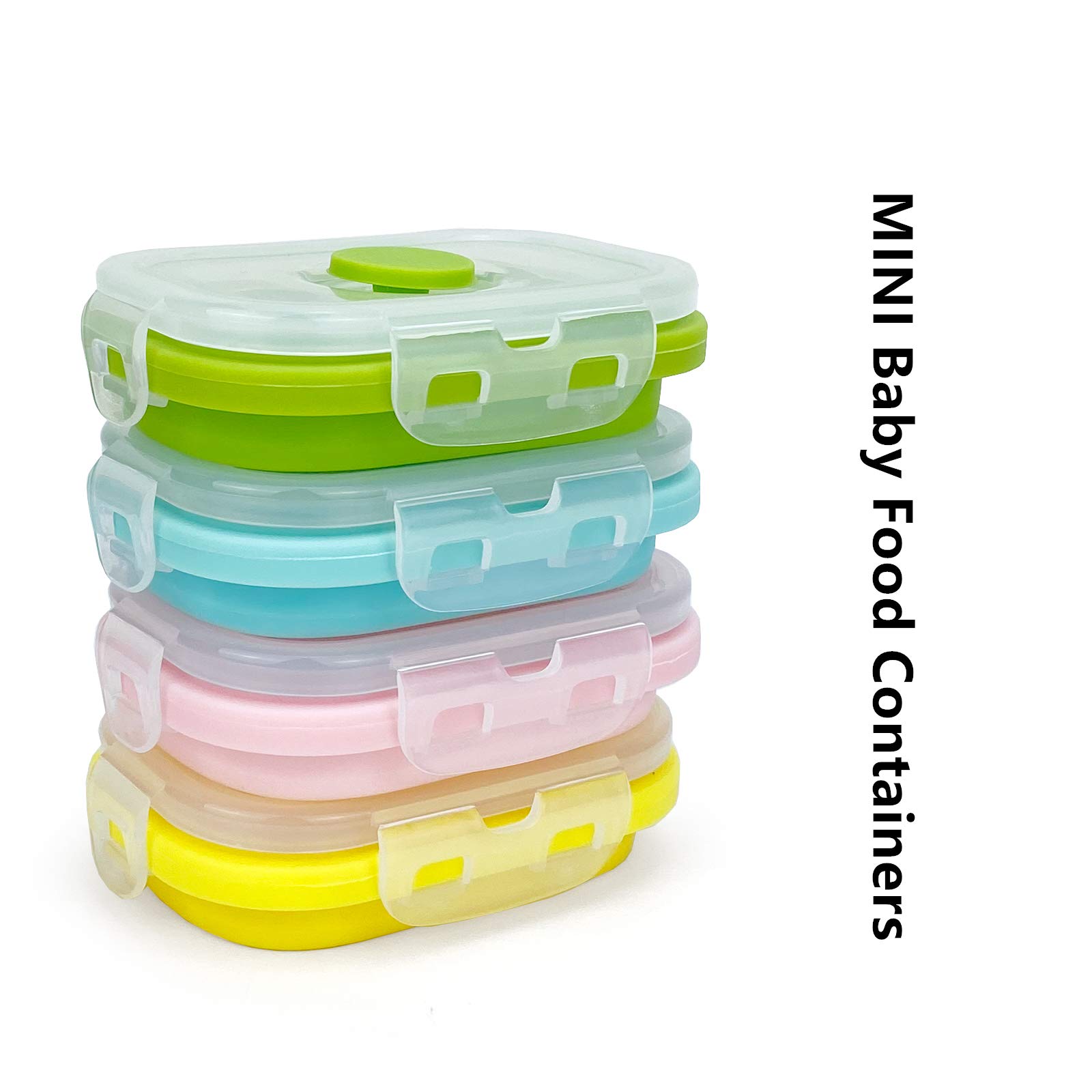 CCyanzi 4-Pack Collapsible Silicone Food Storage Containers with Lids - 150ml Leakproof & Microwave Safe - Perfect for Meal Prep, Freezer Storage & On-the-Go Lunches