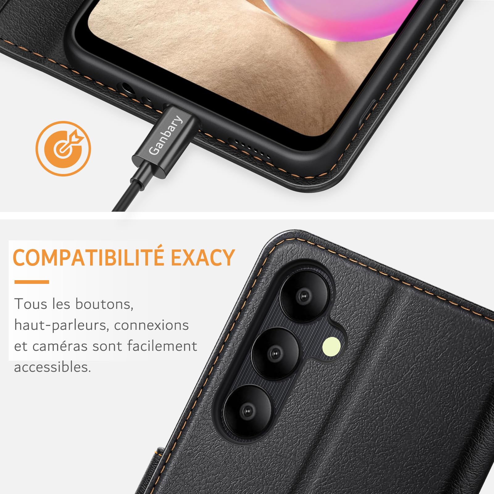 Premium PU Leather Flip Wallet Case for Samsung Galaxy A05s - Black | Shockproof Protective Cover with Card Slots | Perfect for Work, Travel & Daily Use
